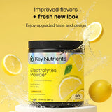 KEY NUTRIENTS primer plano del polvo con textura fina y solubilidad rápida