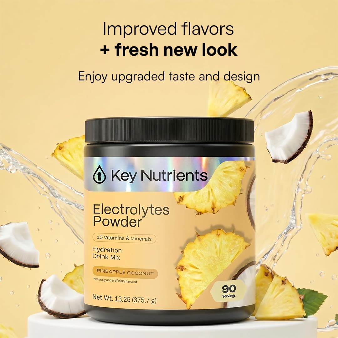 Polvo de KEY NUTRIENTS textura fina en primer plano, fácil disolución visible
