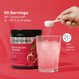 KEY NUTRIENTS envase abierto mostrando 90 porciones para uso prolongado