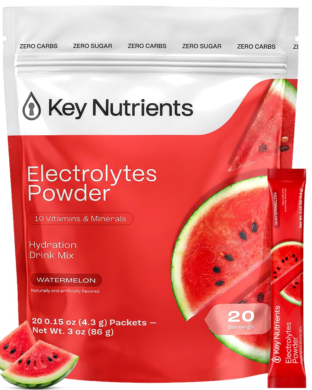 KEY NUTRIENTS sobre frontal mostrando marca y diseño para identificación rápida
