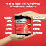KEY NUTRIENTS vaso con bebida de sandía listo para beber después de entrenar