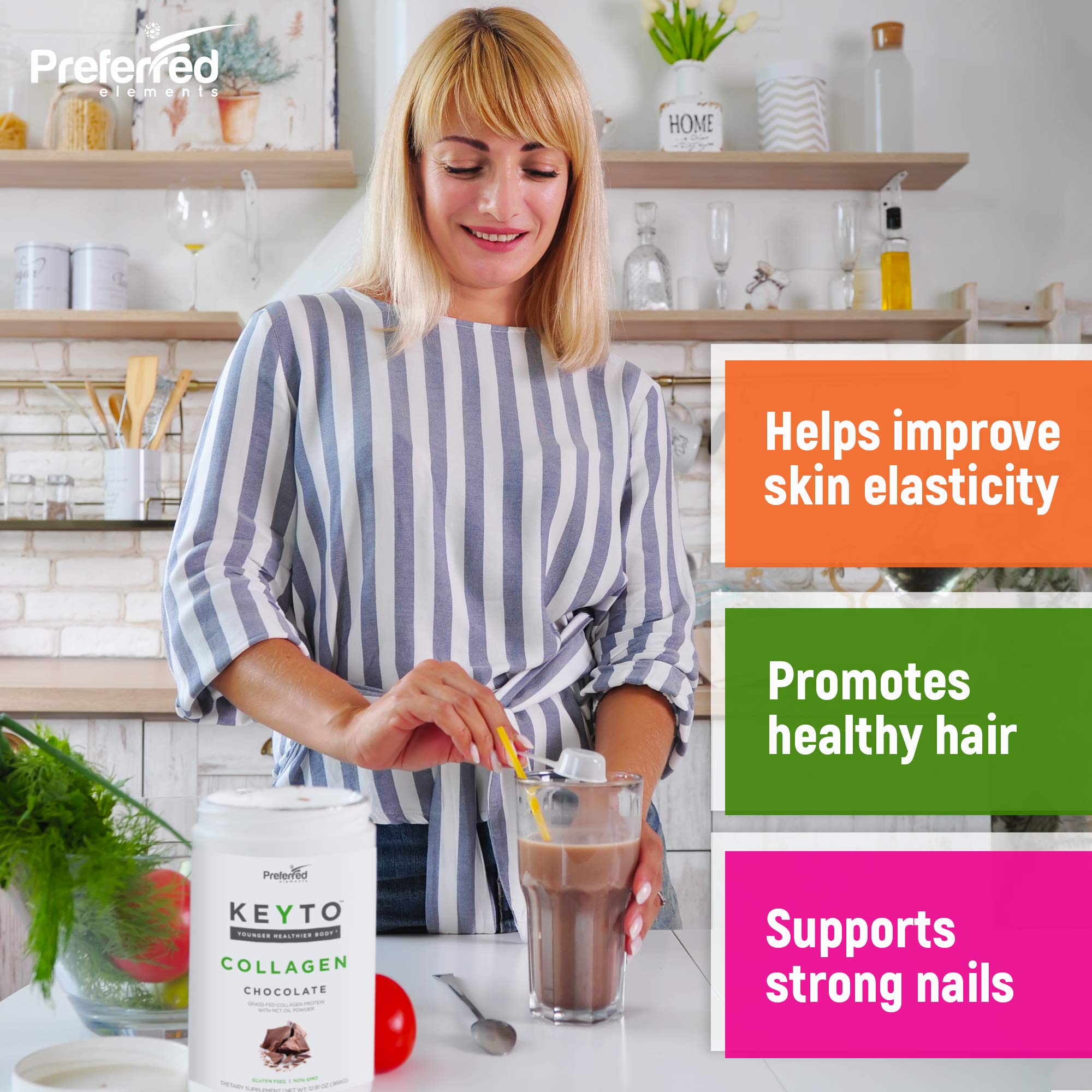 Preferred Elements KEYTO cucharada de polvo lista para añadir, práctico y dosificable