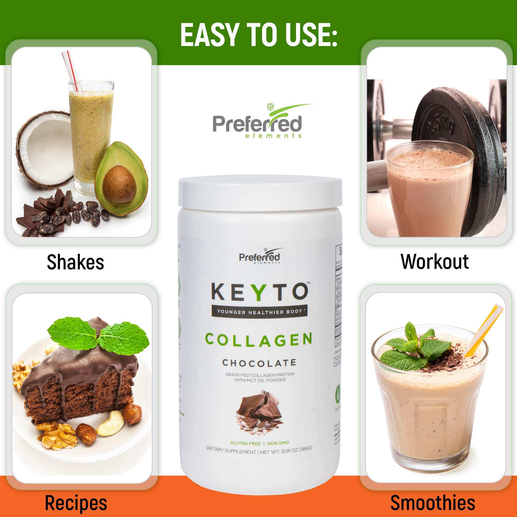 Preferred Elements KEYTO ingredientes naturales y ganado alimentado con pasto visibles