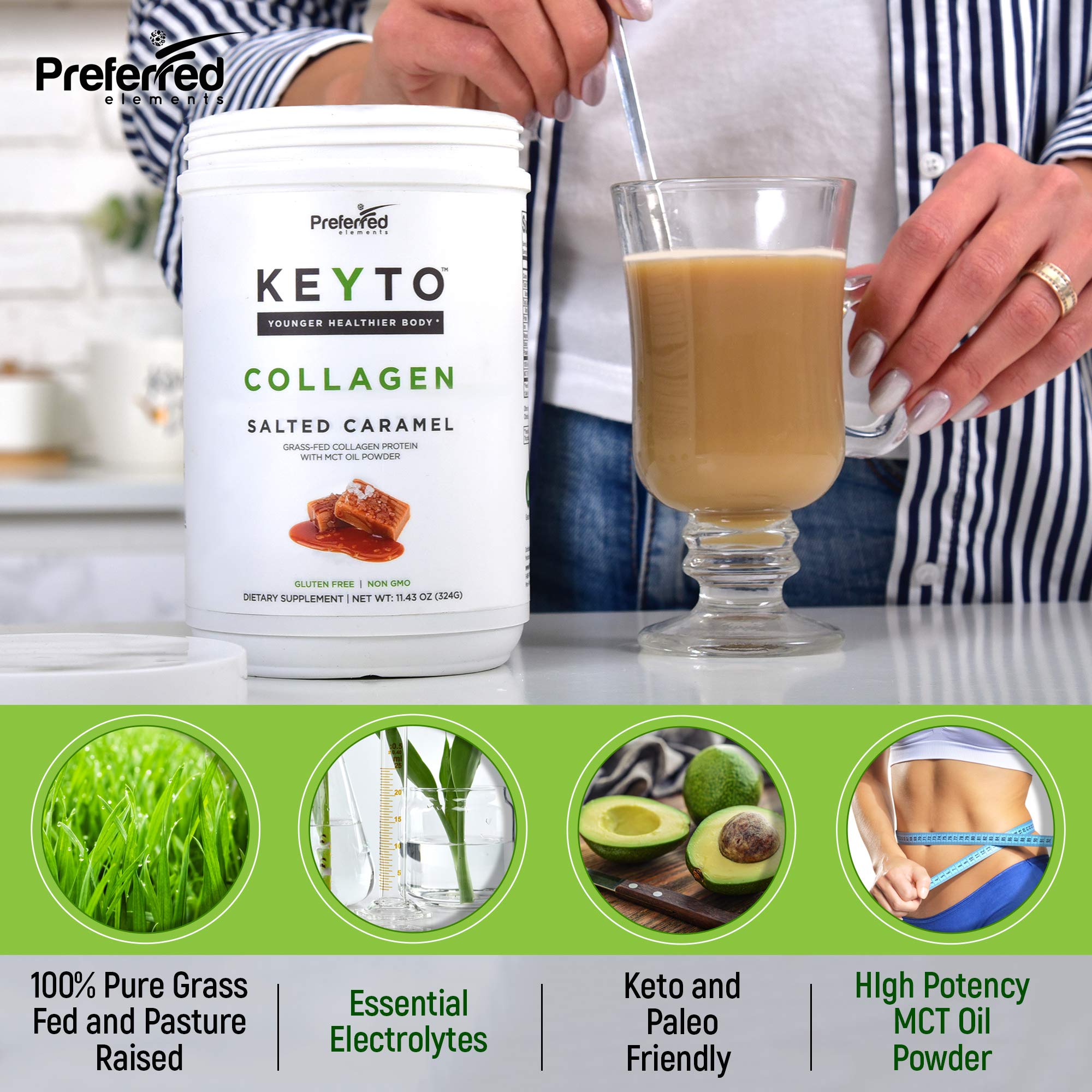 Preferred Elements KEYTO textura del polvo fino y solubles para mezcla rápida y sin grumos