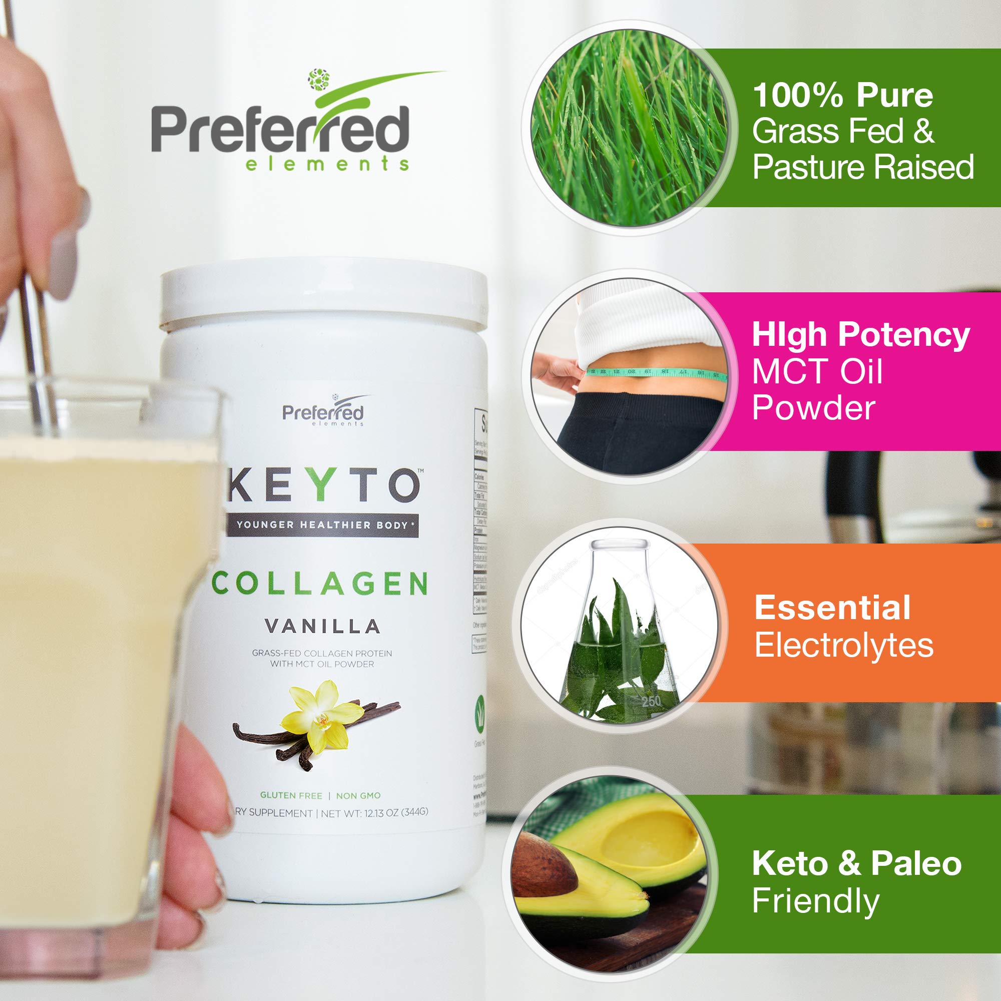 Preferred Elements KEYTO textura del polvo fino y cremoso para disolución rápida