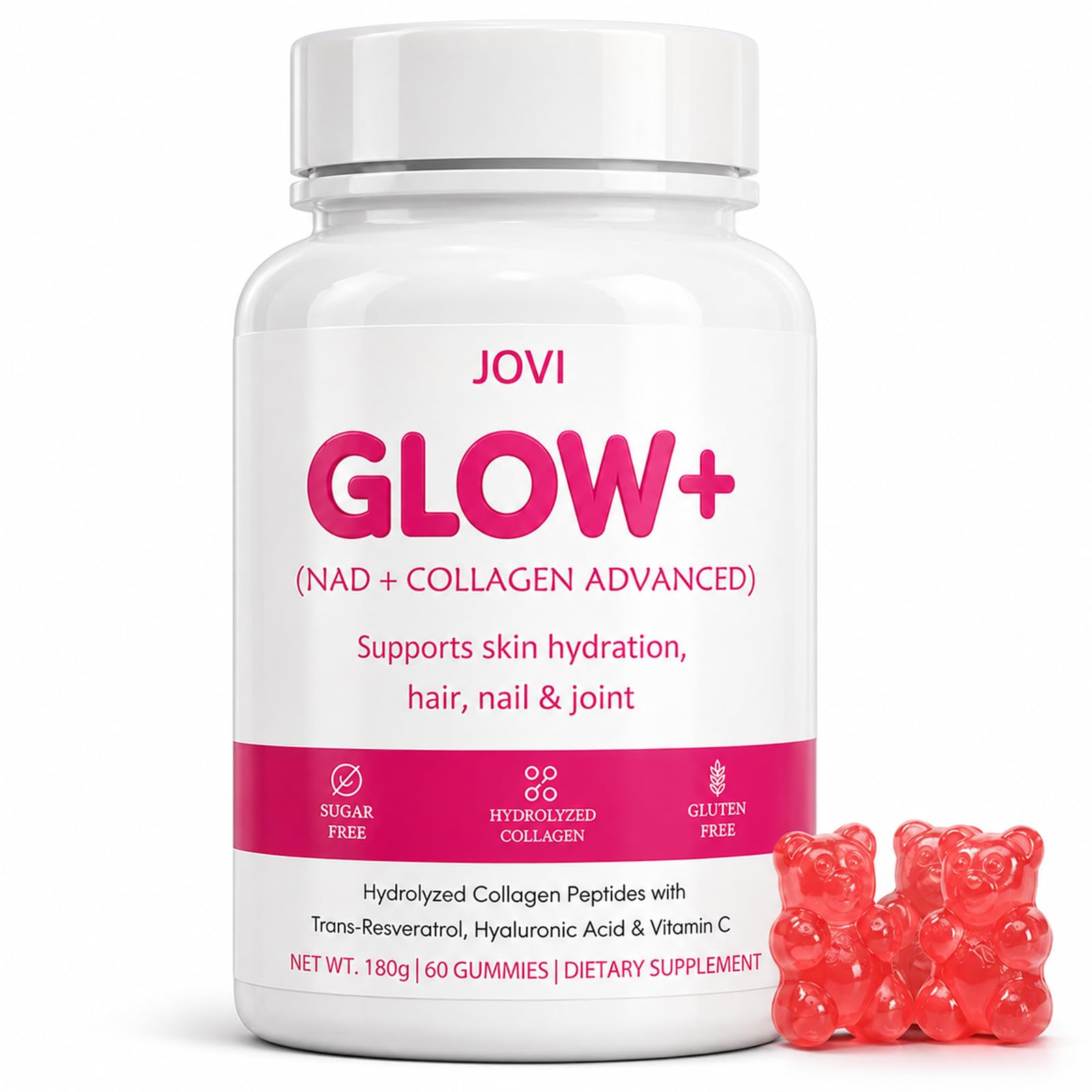 KFASJON frasco Jovi Glow+ frontal mostrando envase y beneficios visibles
