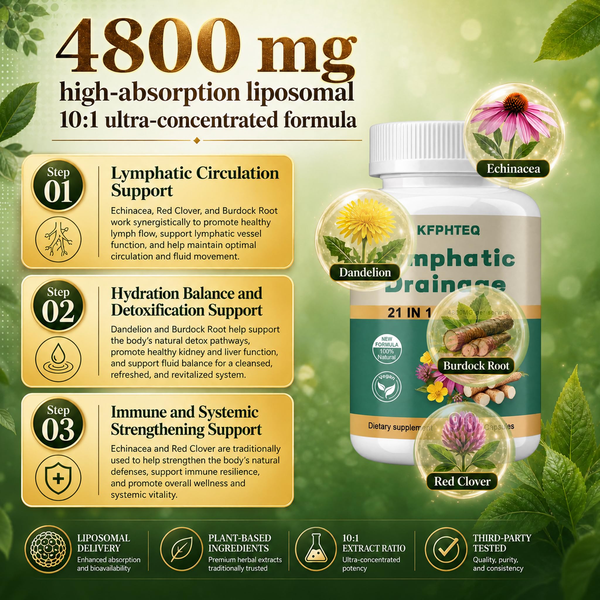KFPHTEQ ingredientes frescos diente de león y bardana que nutren