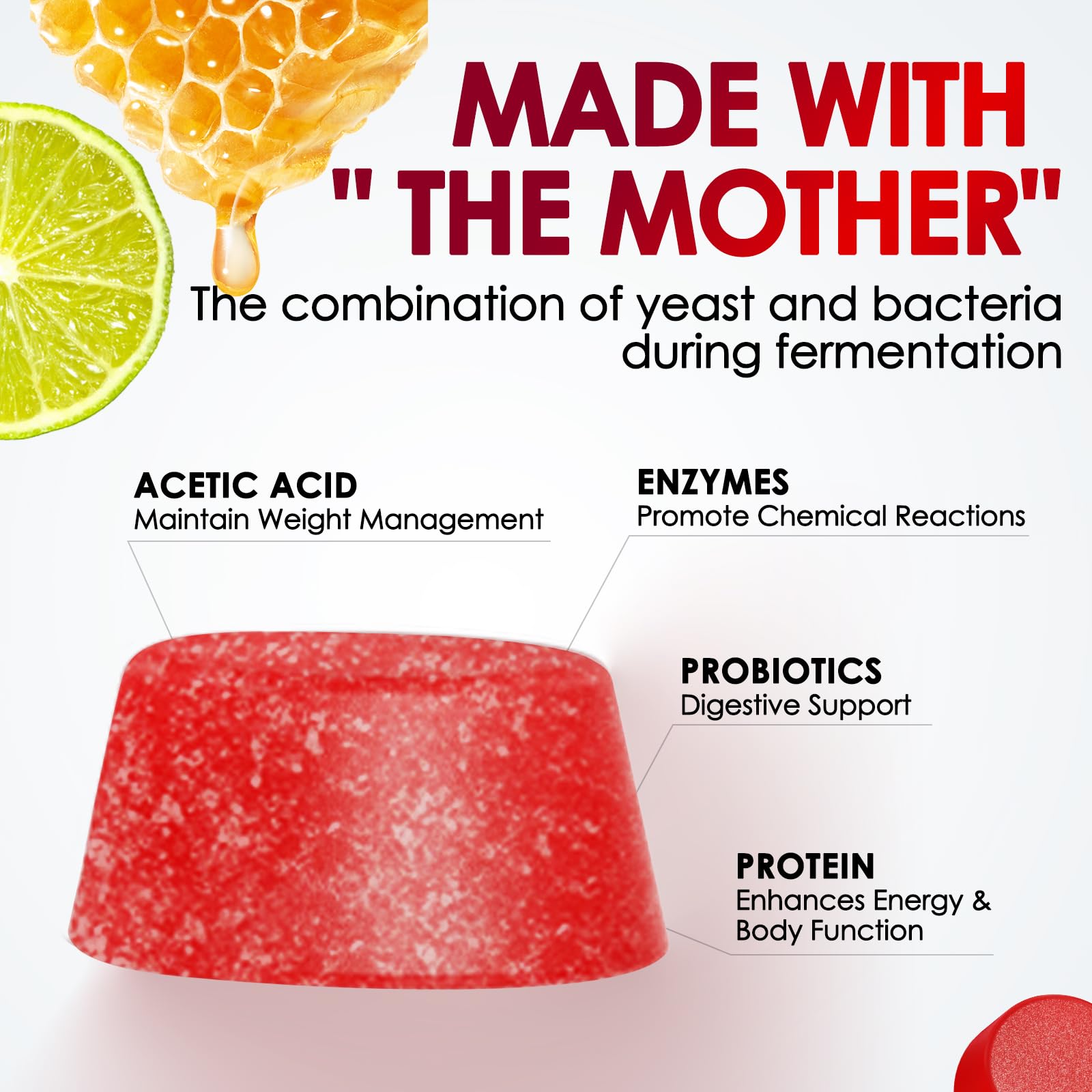 KGGCDD etiqueta con ingredientes como vinagre de manzana, B12 y pectina