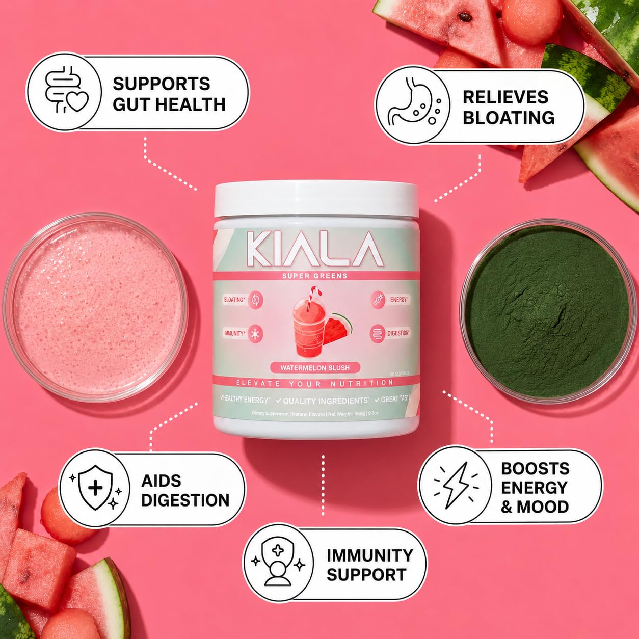 Kiala Nutrition bebida preparada con hielo, refresco instantáneo y bajo en azúcar
