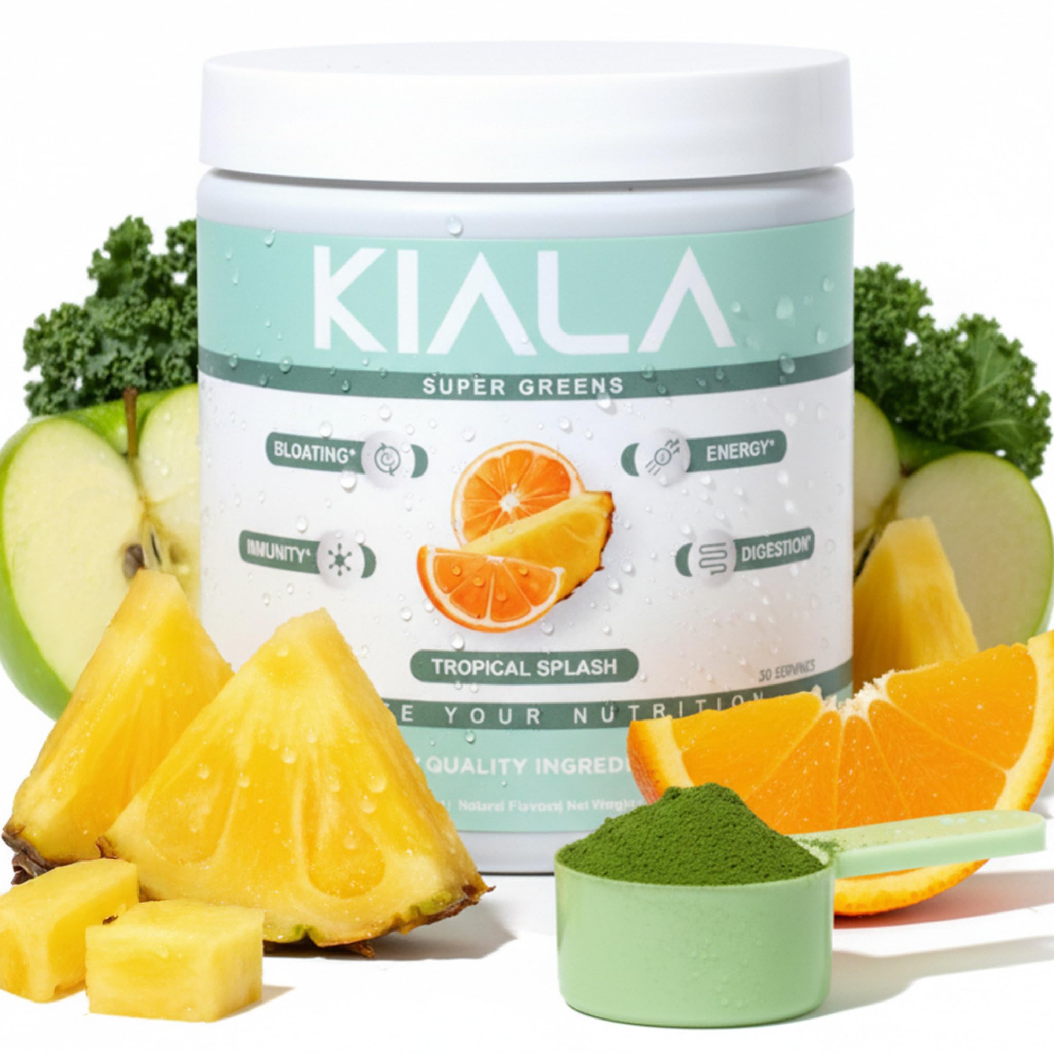 Kiala Nutrition bebida mezclada en vaso con hielo refrescante y sin azúcar