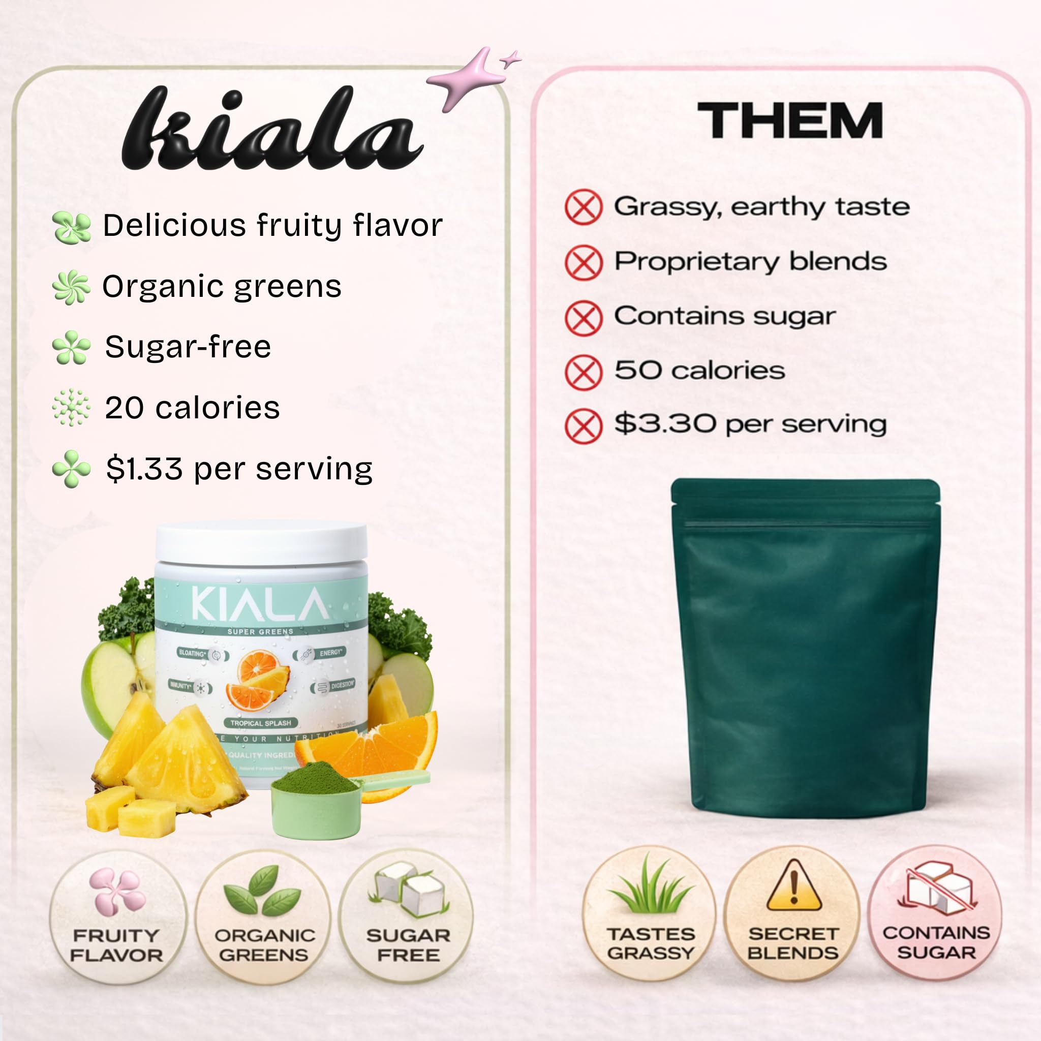 Kiala Nutrition cuchara con servicio listo para mezclar rápidamente