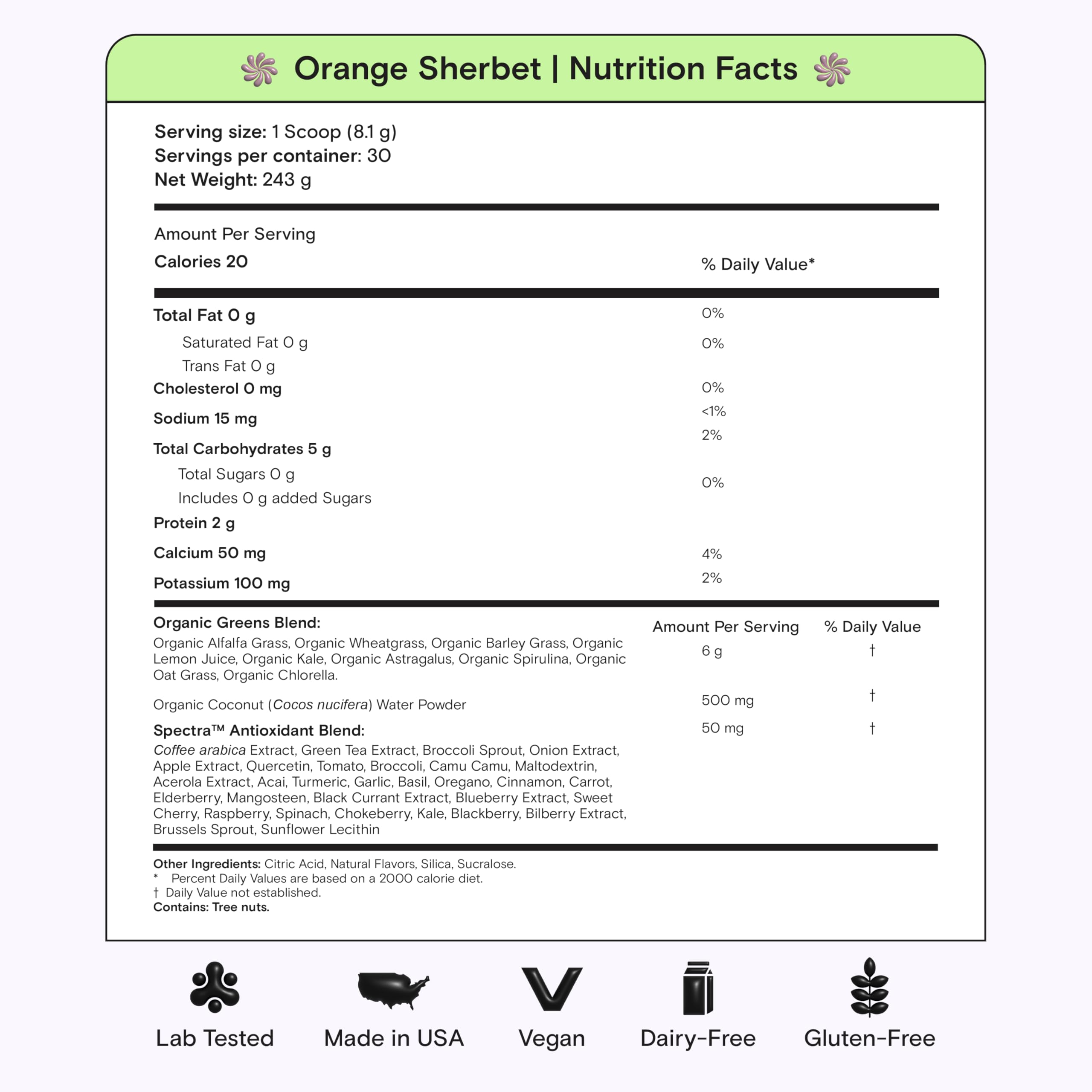 Kiala Nutrition bote junto a una mano para comparar tamaño y 30 porciones por envase