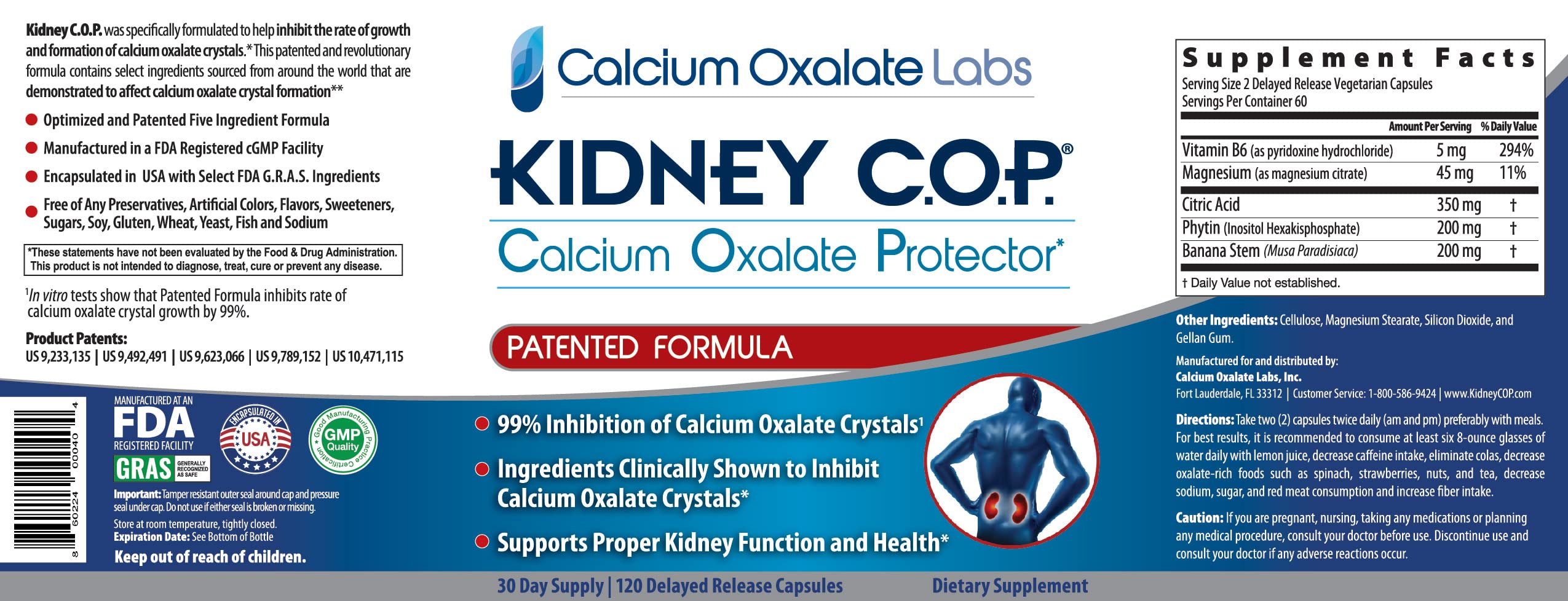 KIDNEY C.O.P. cápsula junto a moneda para comparar tamaño y facilitar dosificación