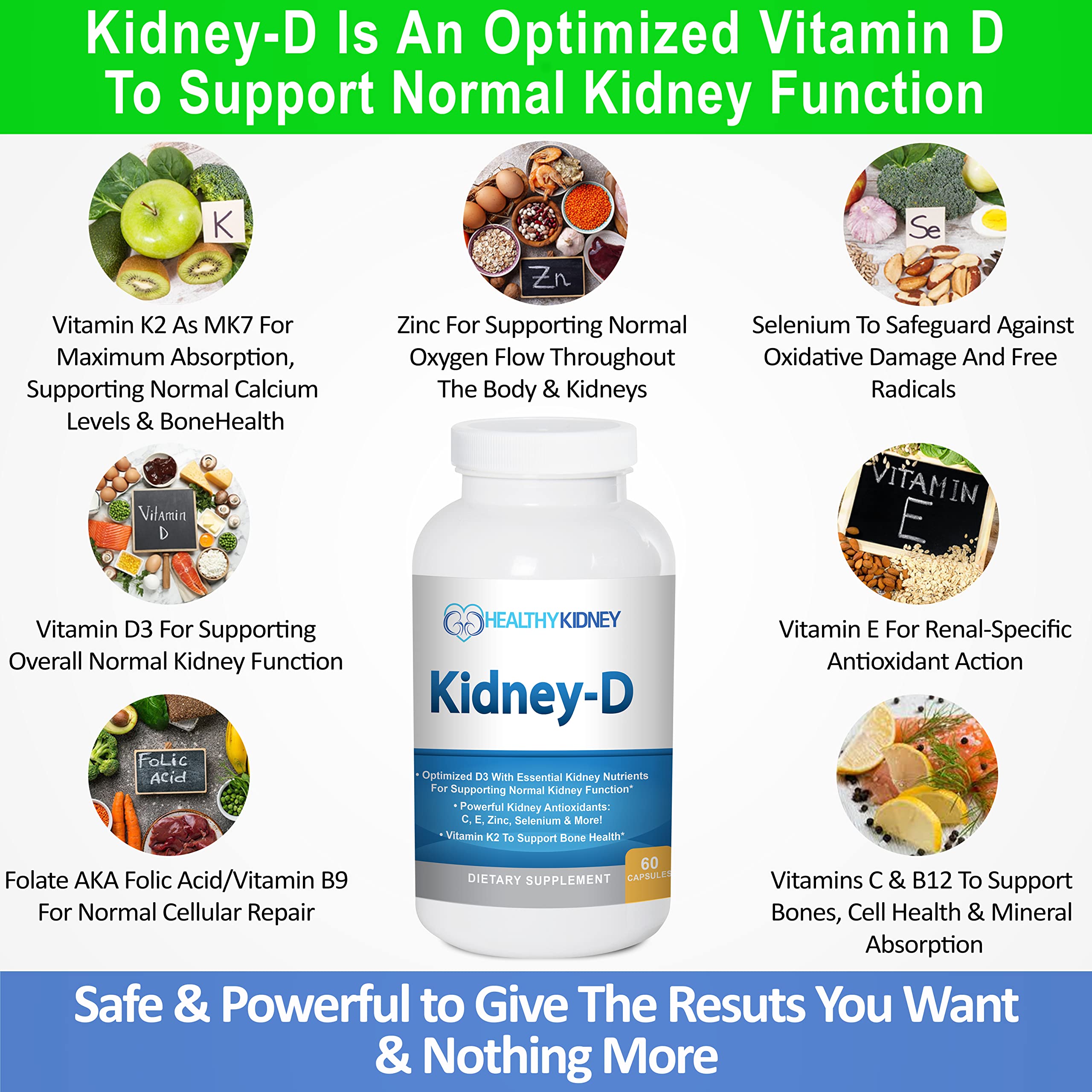 Kidney Restore etiqueta legible con información de nutrientes clave