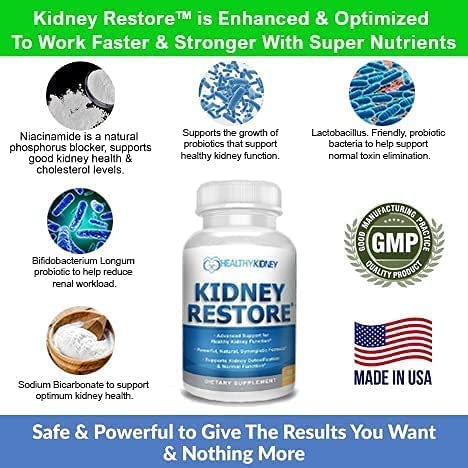 Dos frascos de Kidney Restore para comparar tamaño y contenido