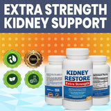 Kidney Restore etiqueta destacando ingredientes clave y beneficios