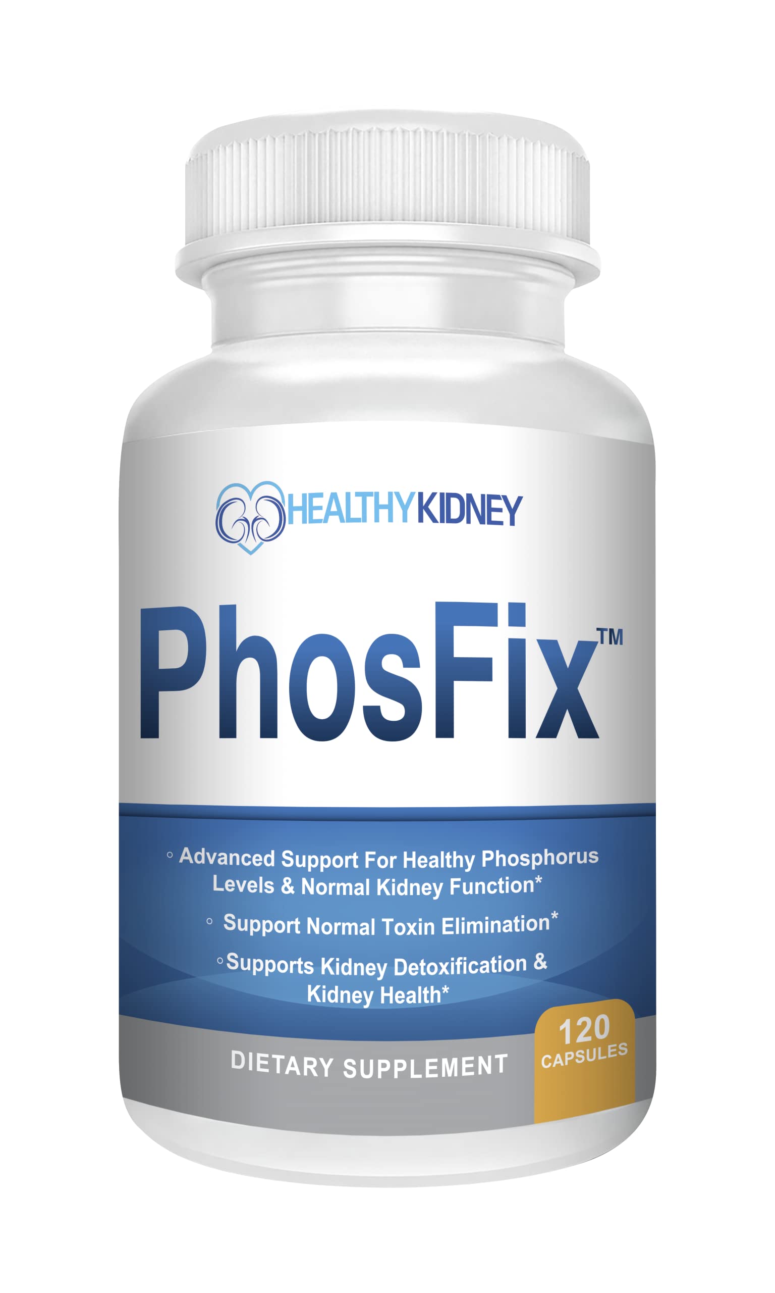 Kidney Restore PhosFix frasco delantero mostrando etiqueta y beneficios