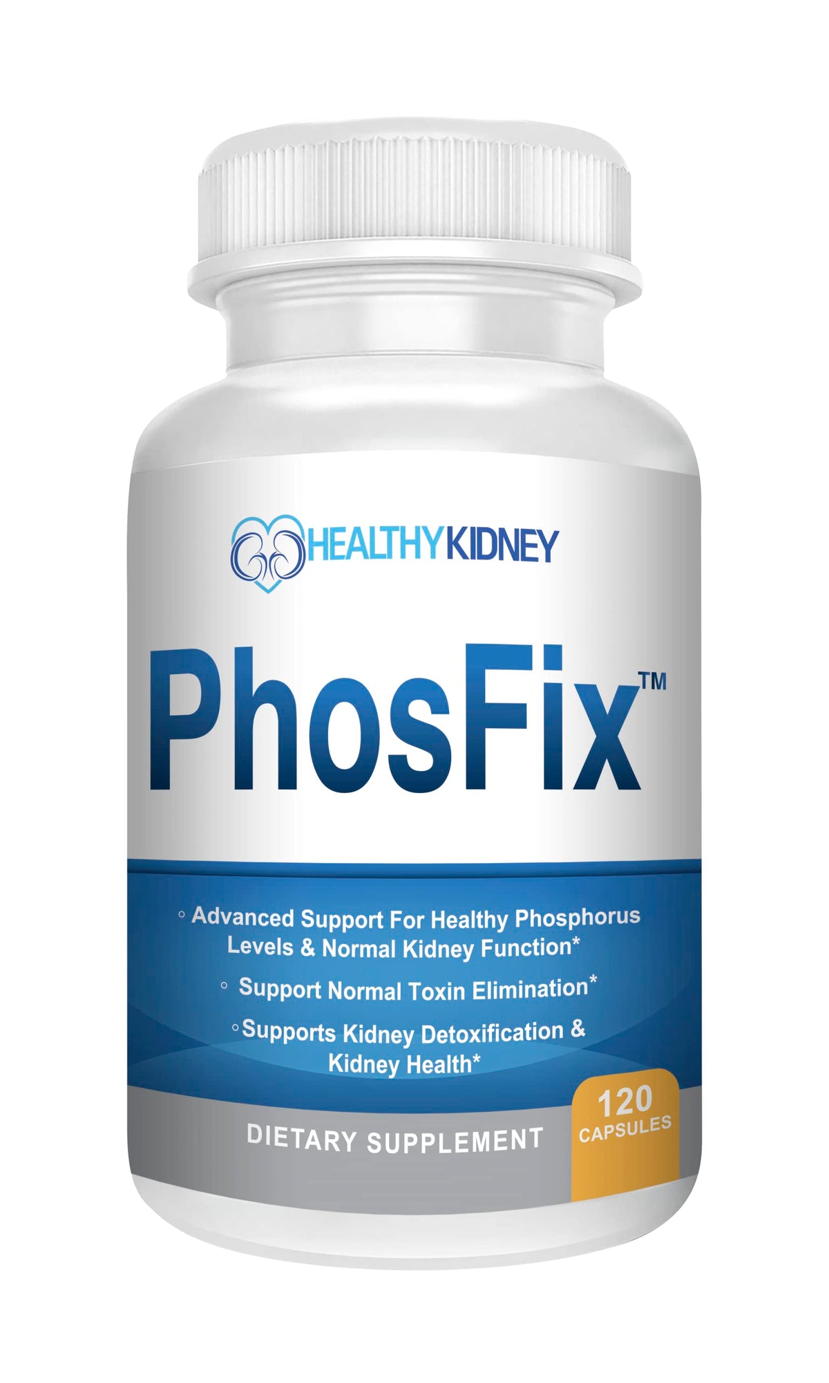 Kidney Restore PhosFix frasco delantero mostrando etiqueta y beneficios