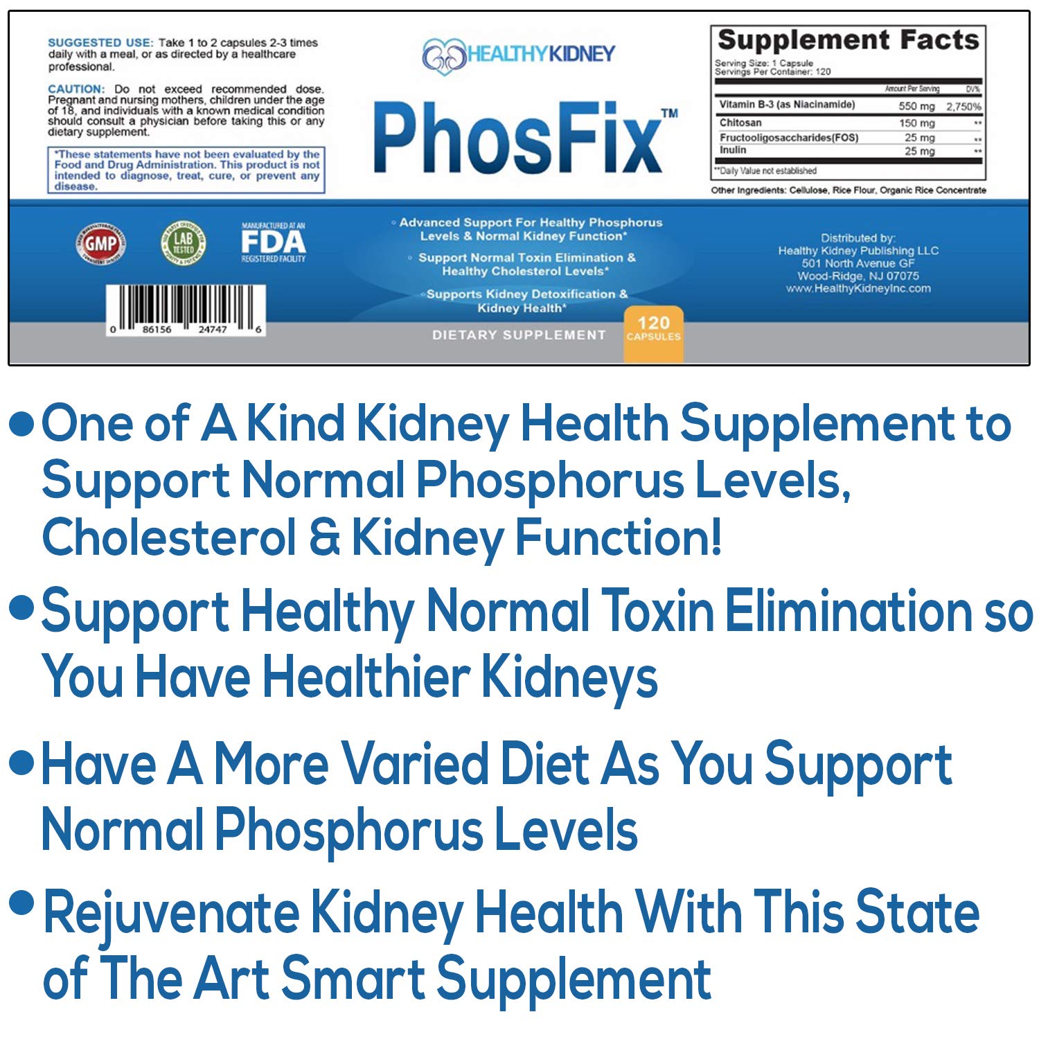 Kidney Restore PhosFix persona tomando cápsula para uso diario seguro