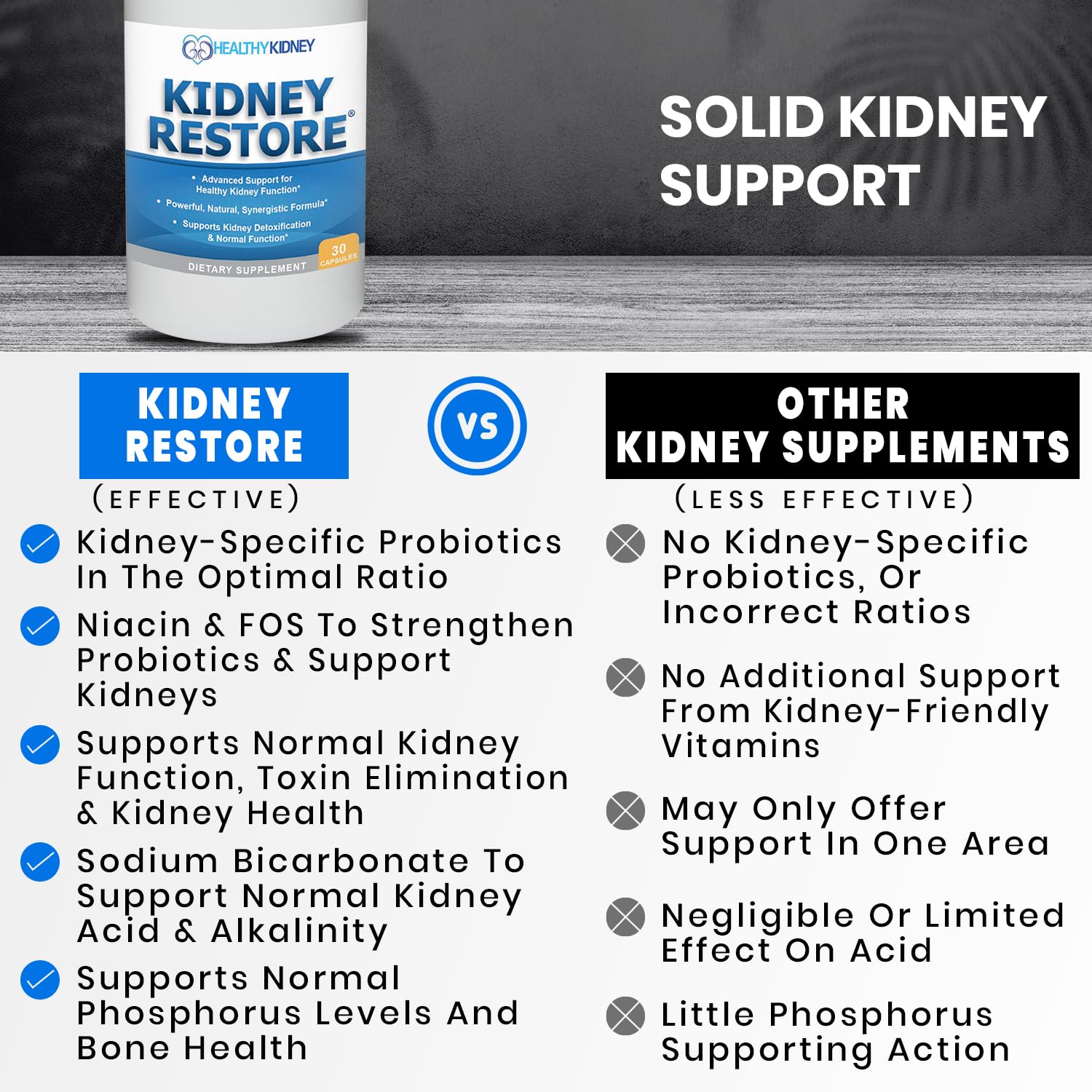 Kidney Restore cápsula en mano para comparar tamaño y dosis fácil de tomar