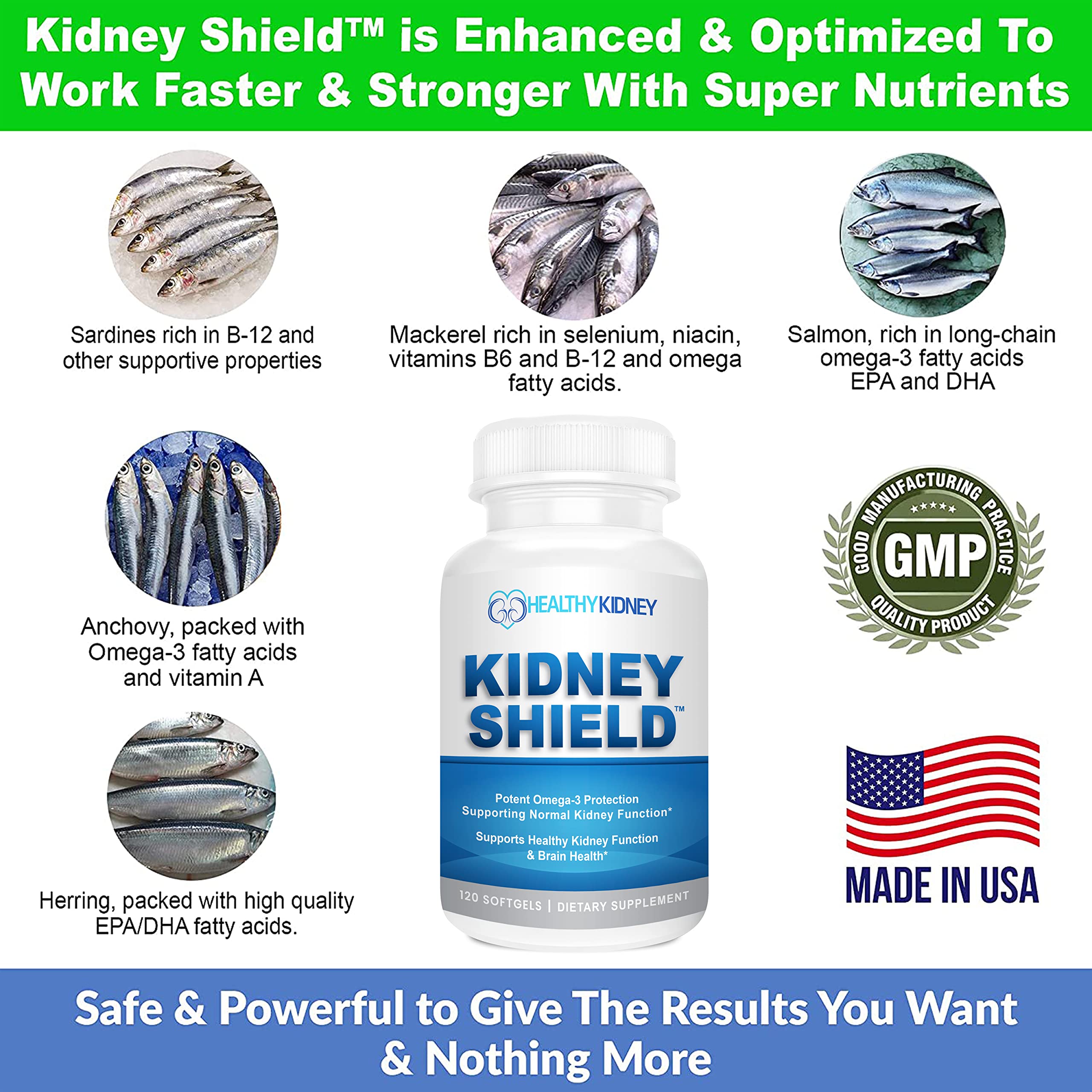 botella abierta de Kidney Shield con cápsulas dispersas para visualizar cantidad
