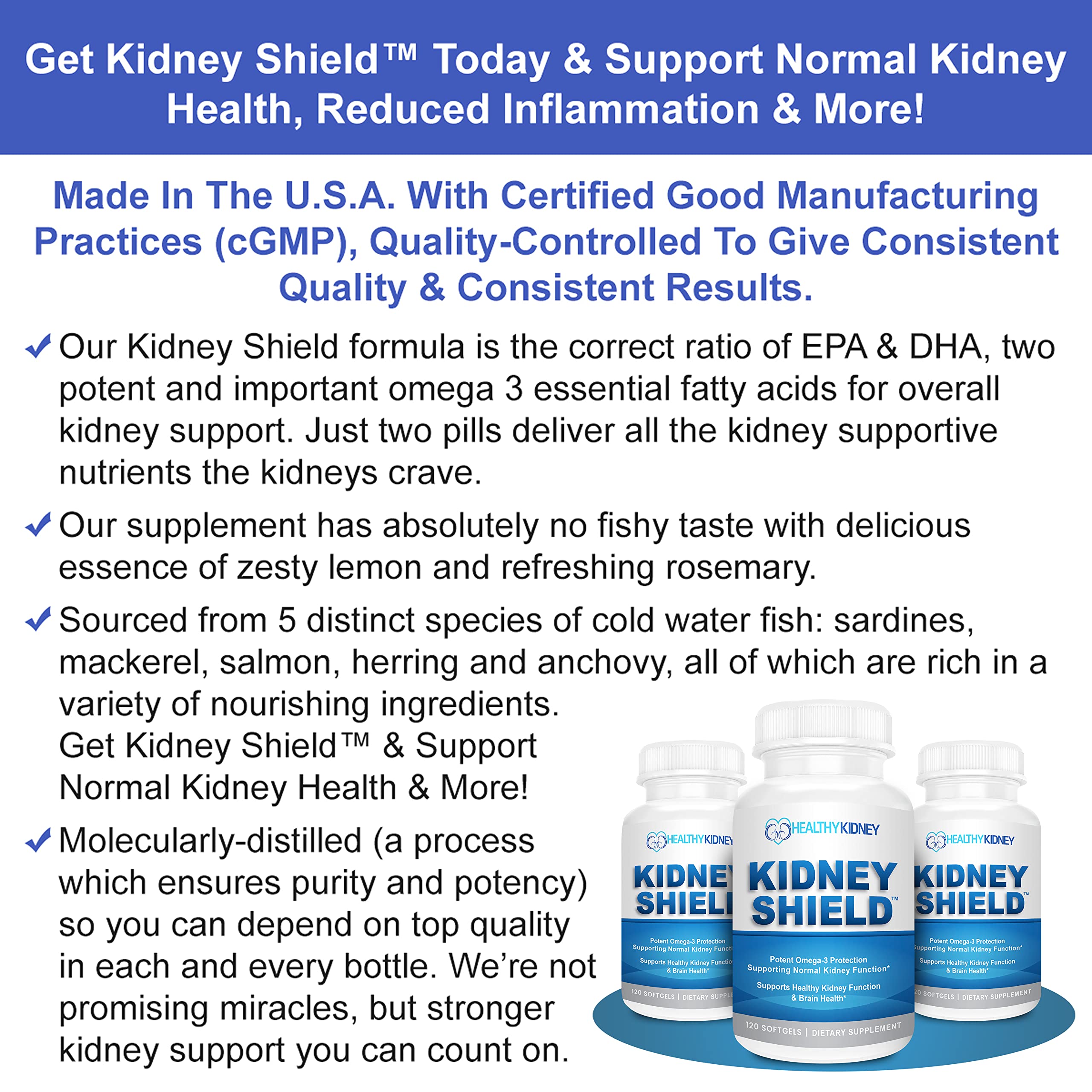 etiqueta de Kidney Shield mostrando información de EPA y DHA para transparencia