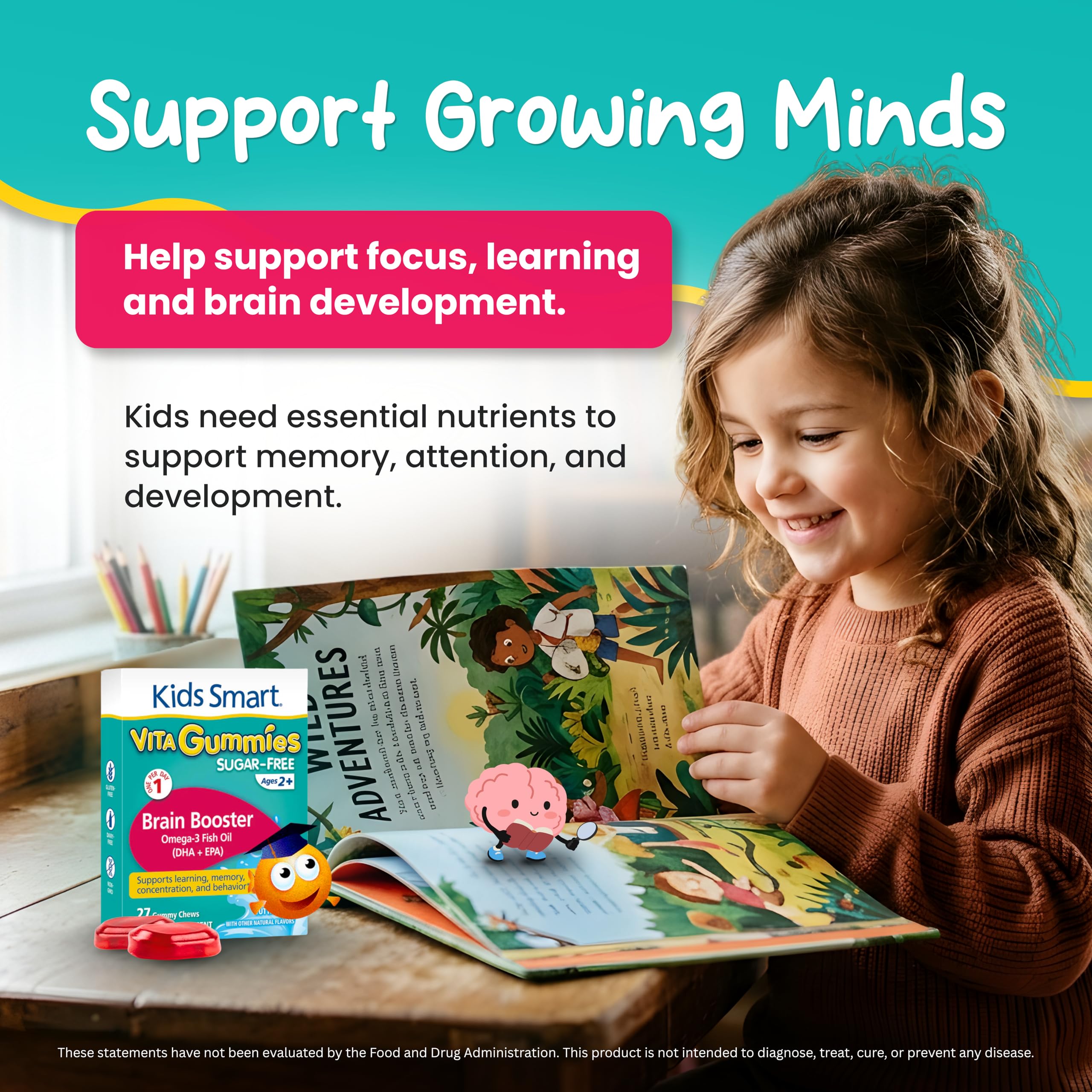 KIDS SMART primer plano de textura de la gomita, fácil masticación