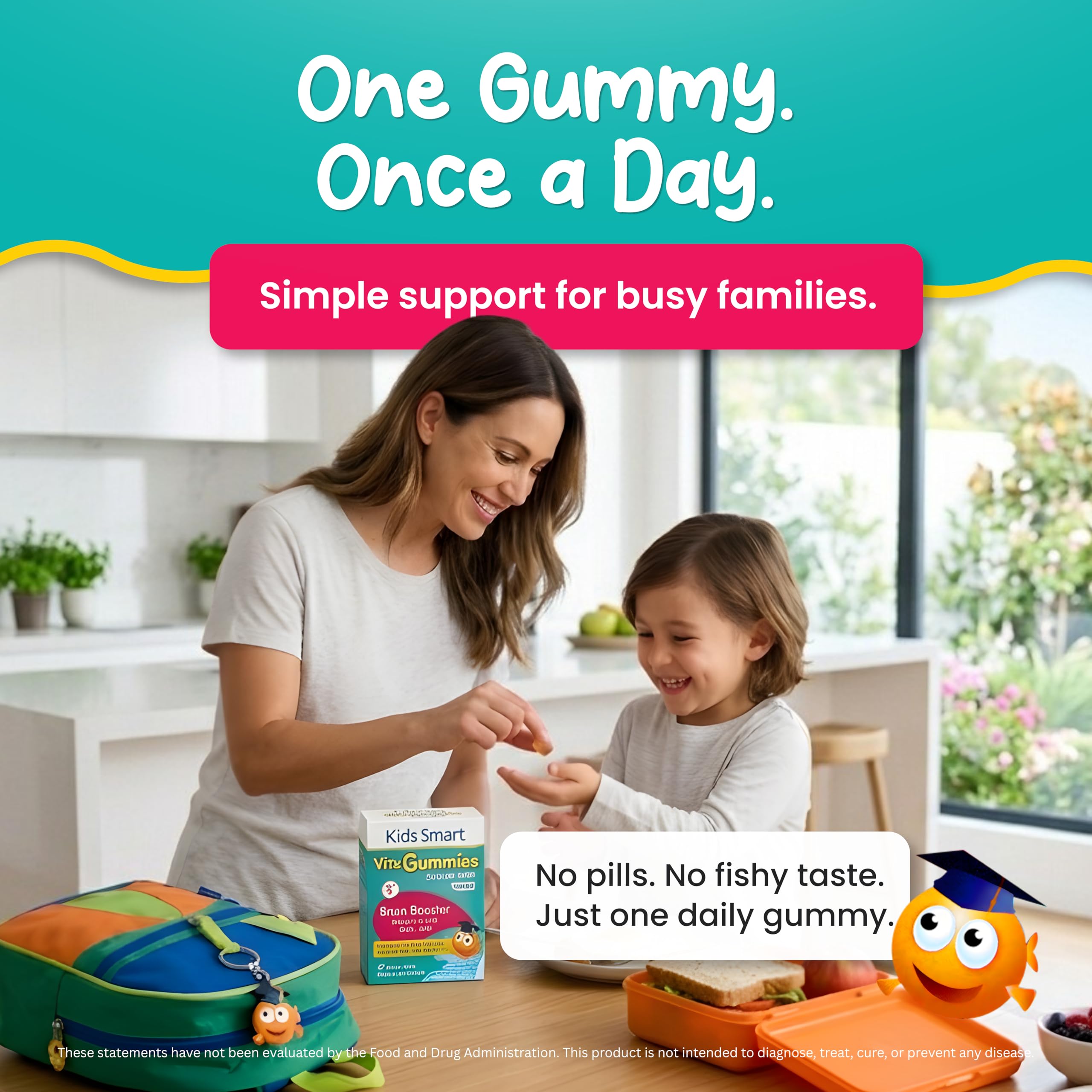 KIDS SMART etiqueta nutricional legible que indica DHA y EPA
