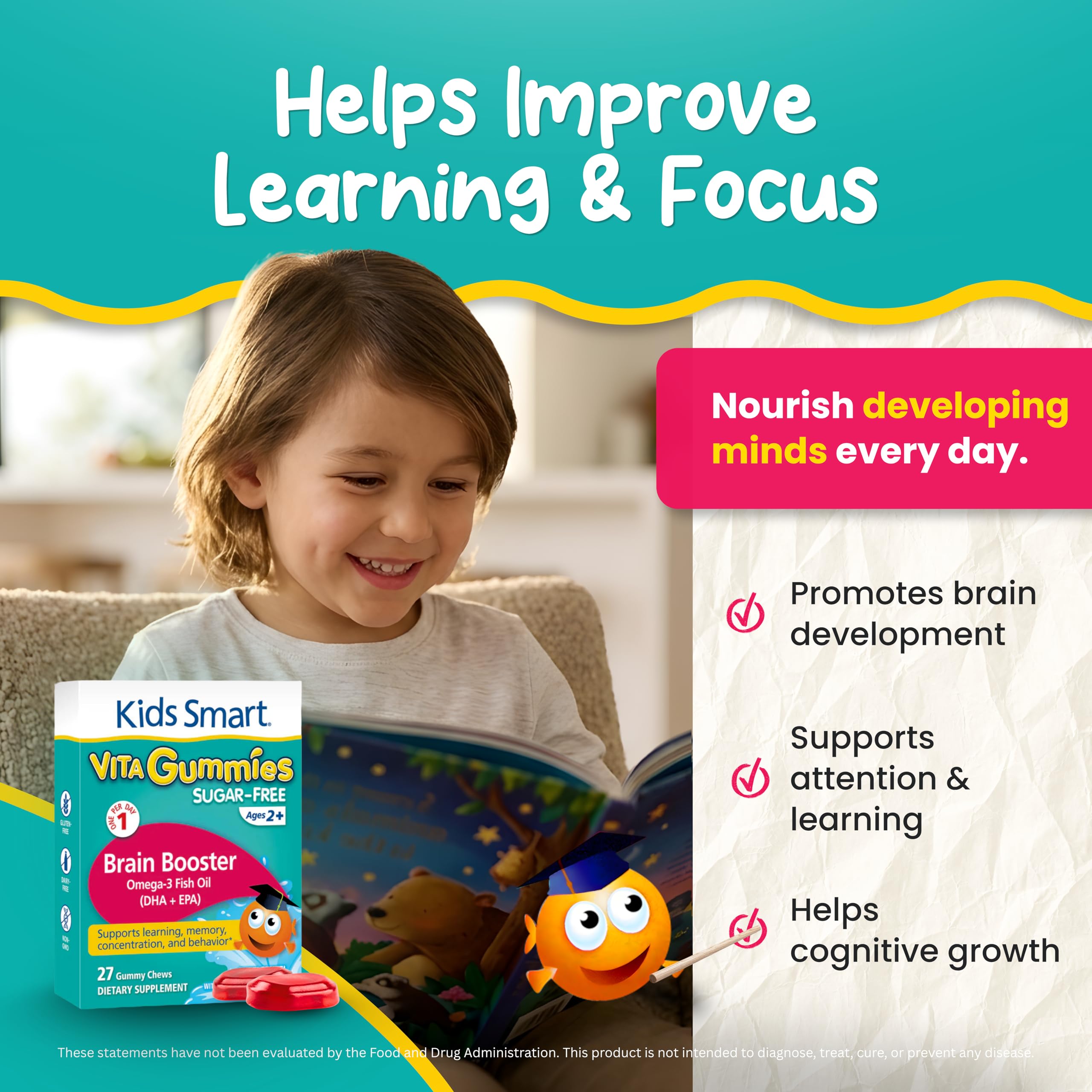 KIDS SMART ingredientes naturales ilustrados, fomenta confianza