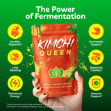 Kimchi Queen botella de 120 cápsulas comparada en escala para dosificación