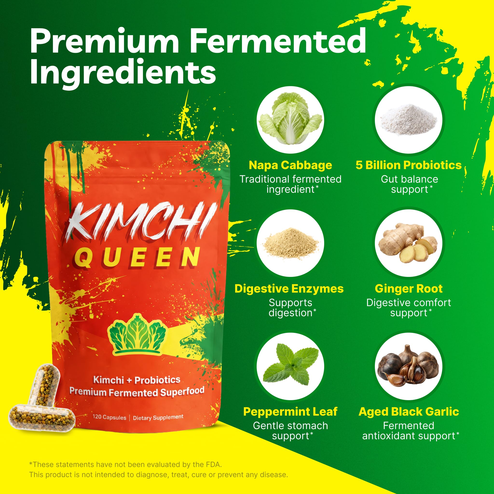 Kimchi Queen etiqueta con lista de ingredientes y certificaciones visibles