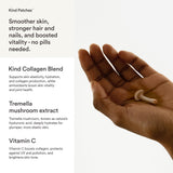 Kind Patches comparación de tamaño del envase con manos para evaluar cantidad