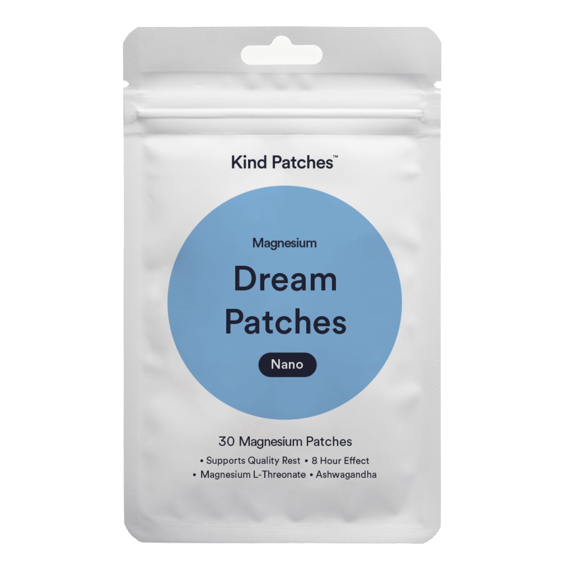 Kind Patches envase frontal mostrando 30 parches y beneficio de uso mensual