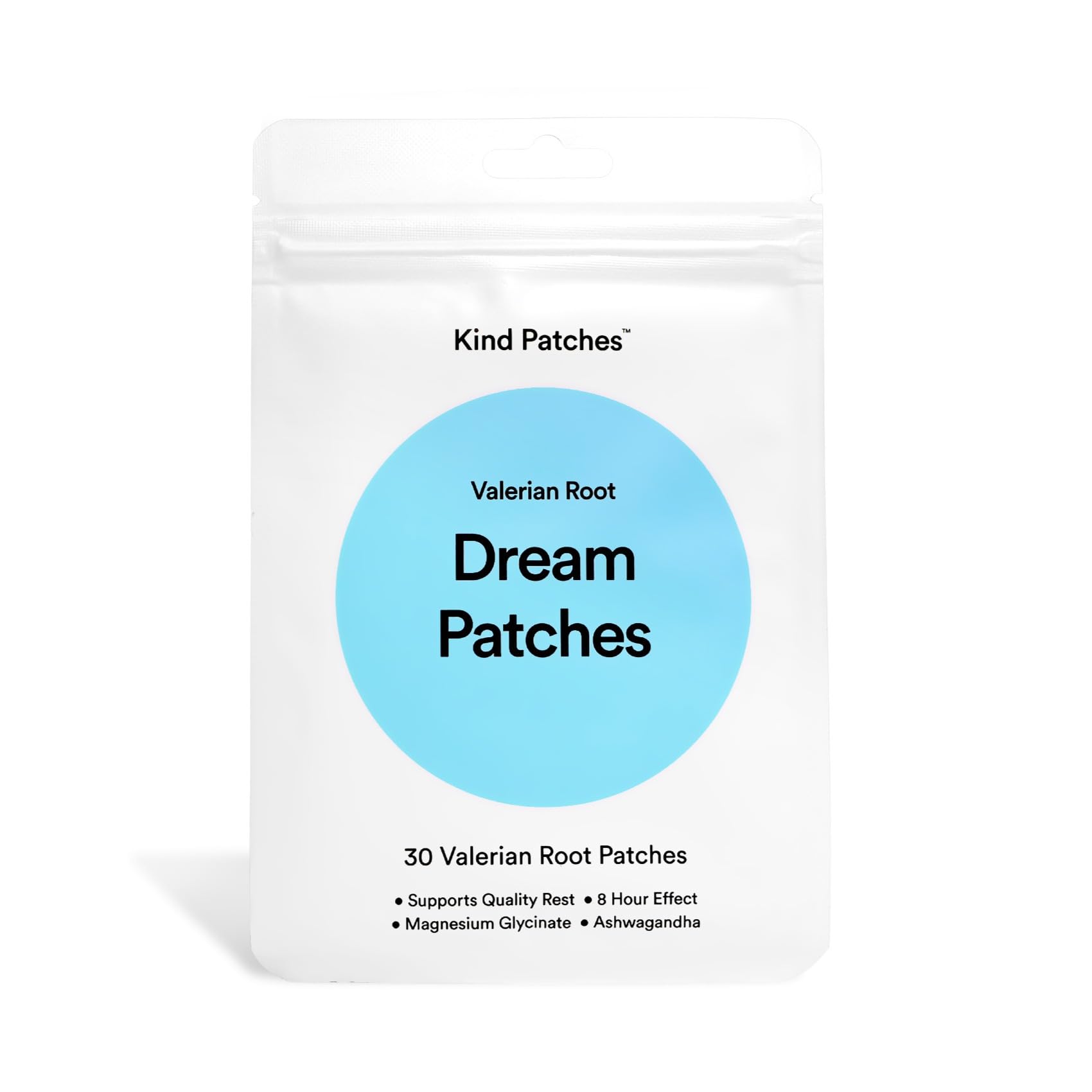 Kind Patches empaque frontal mostrando 30 parches y beneficios naturales
