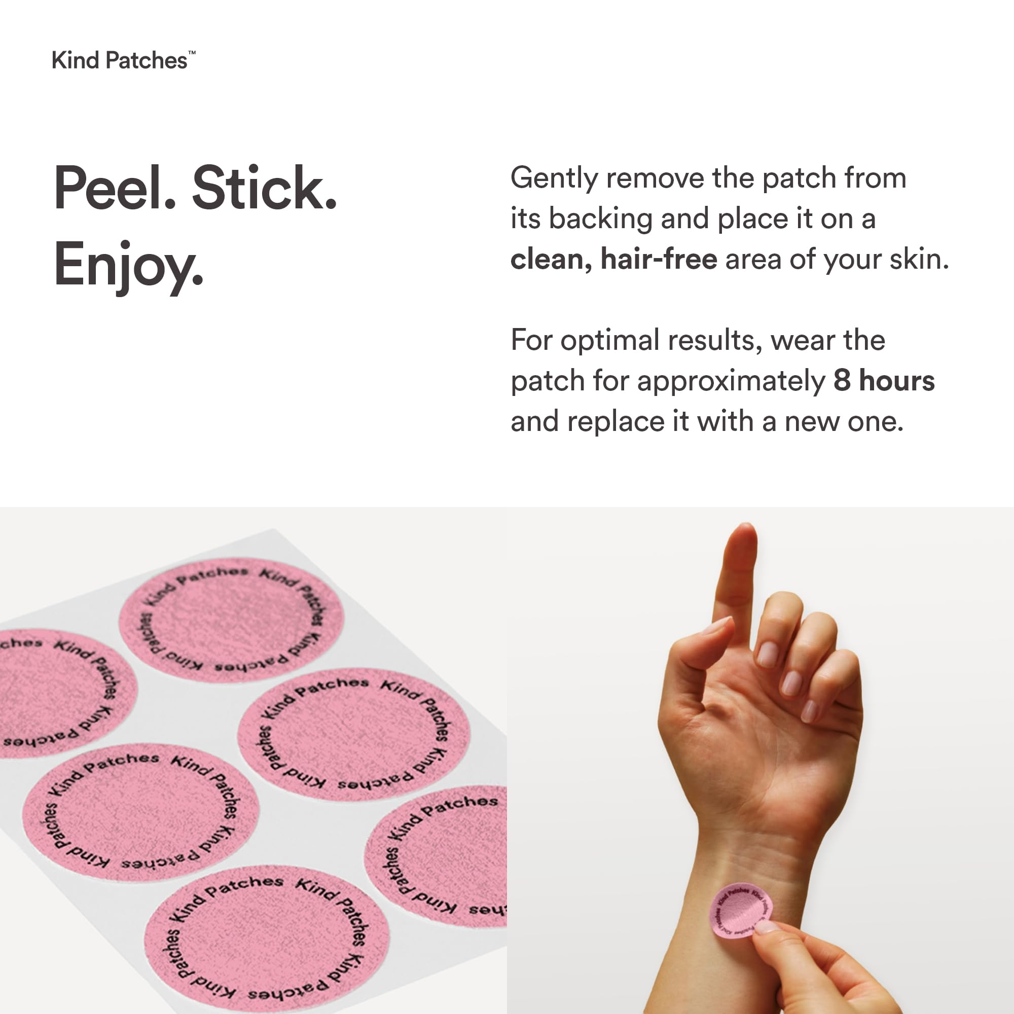 Kind Patches etiqueta con ingredientes veganos y transparencia