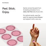 Kind Patches etiqueta con ingredientes veganos y transparencia