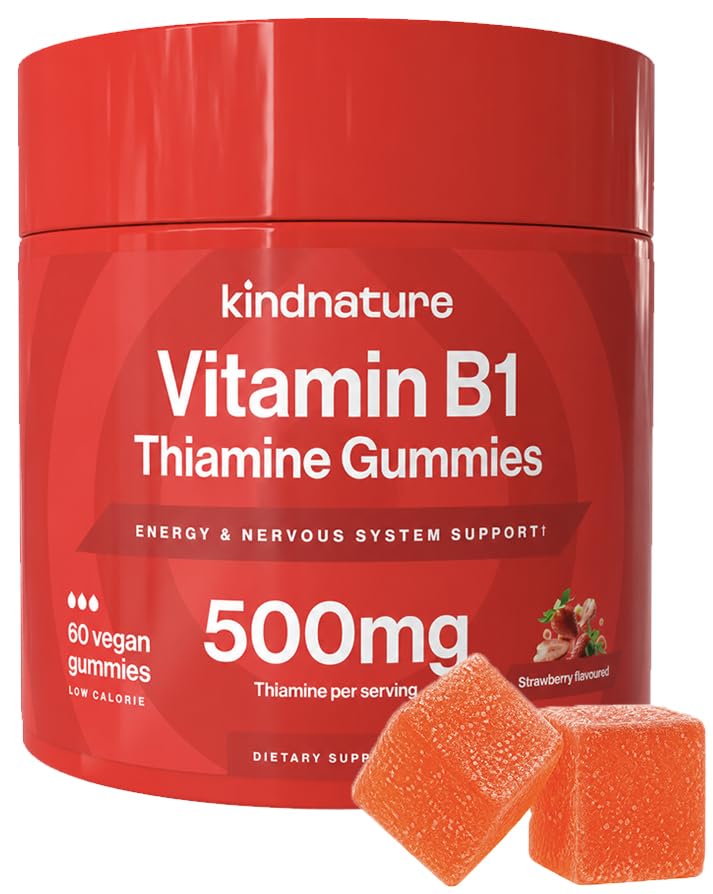 kindnature empaque frontal mostrando gomitas B1 y beneficio de energía