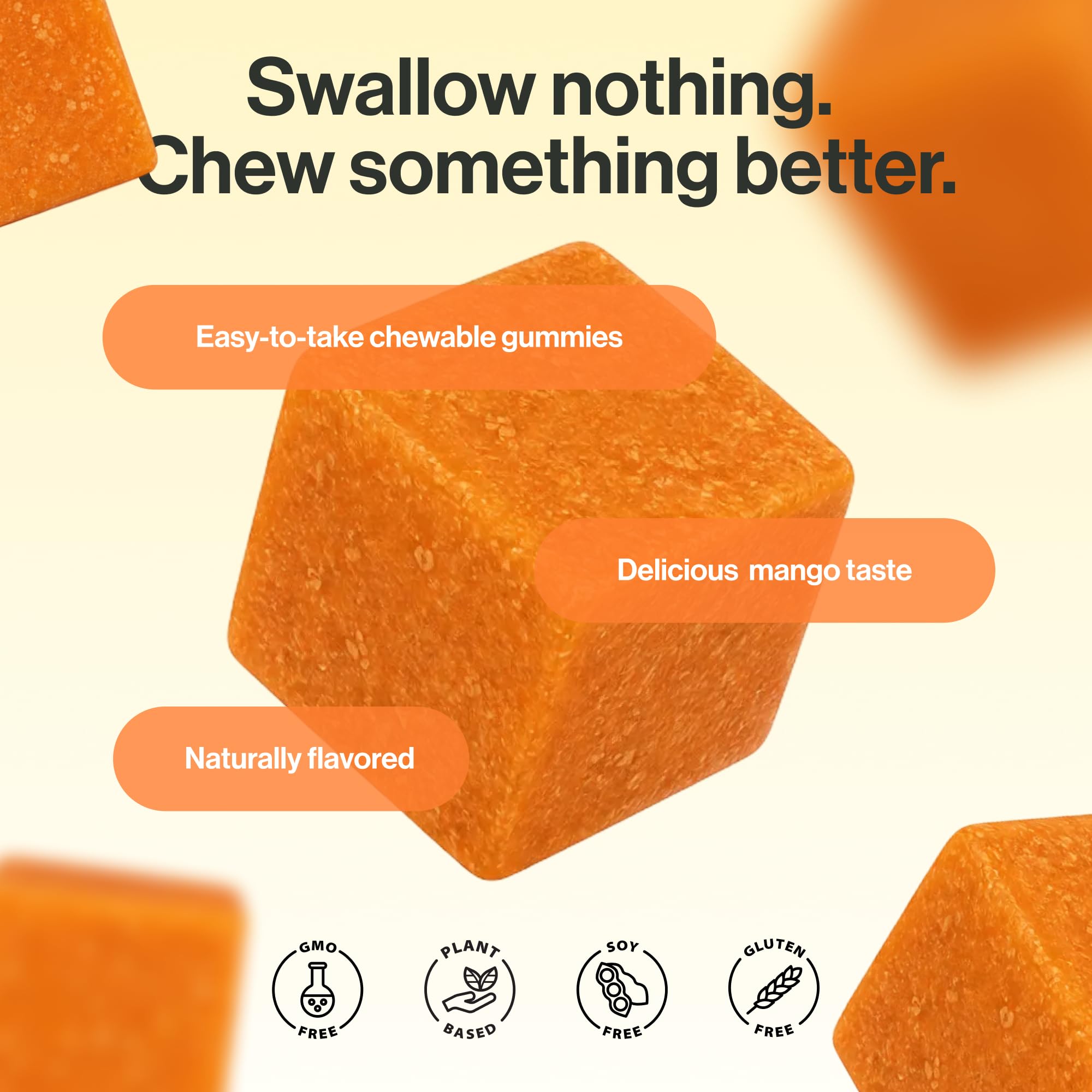 kindnature gominolas junto a rebanada de mango para destacar sabor