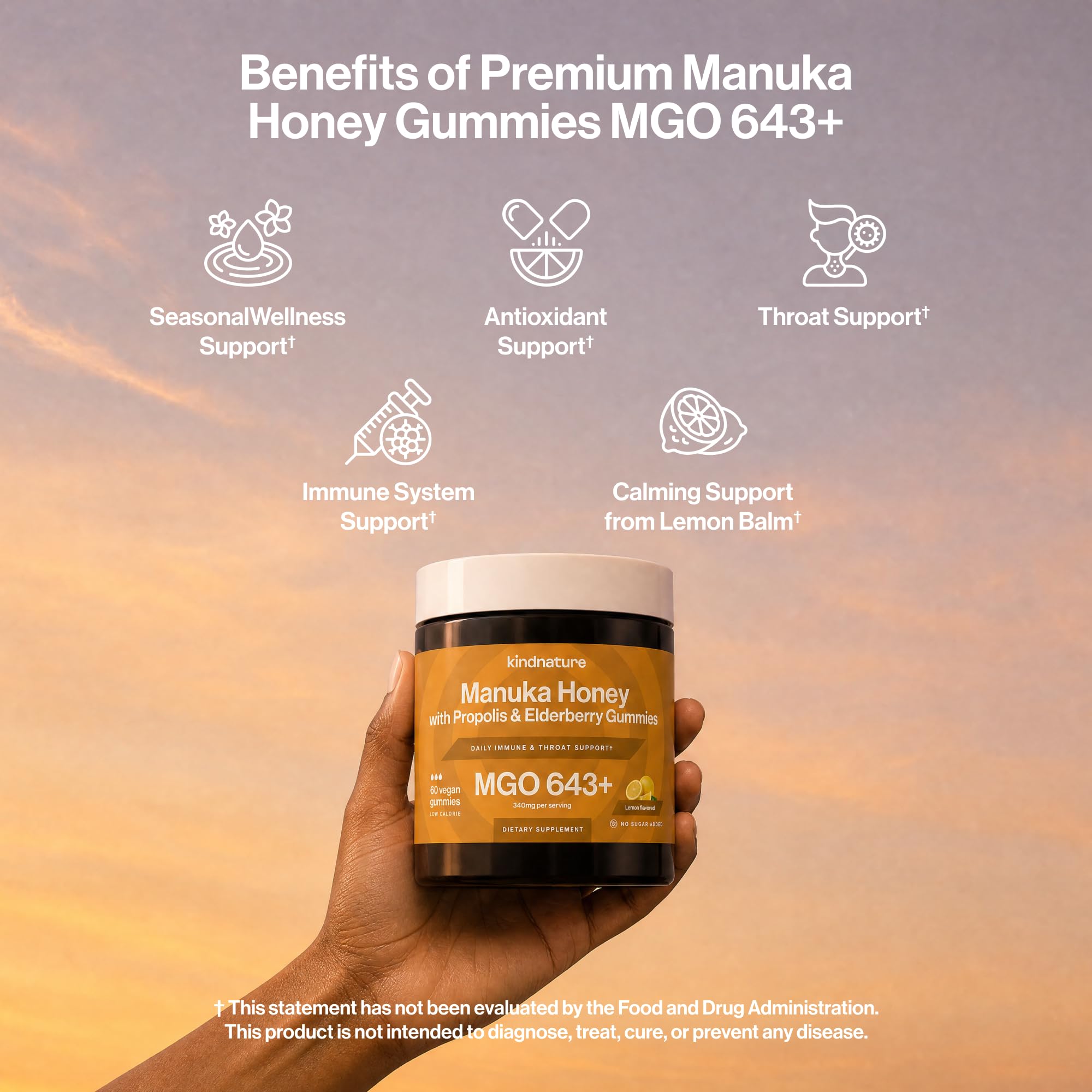 kindnature gomita en mano que muestra tamaño y facilidad de toma