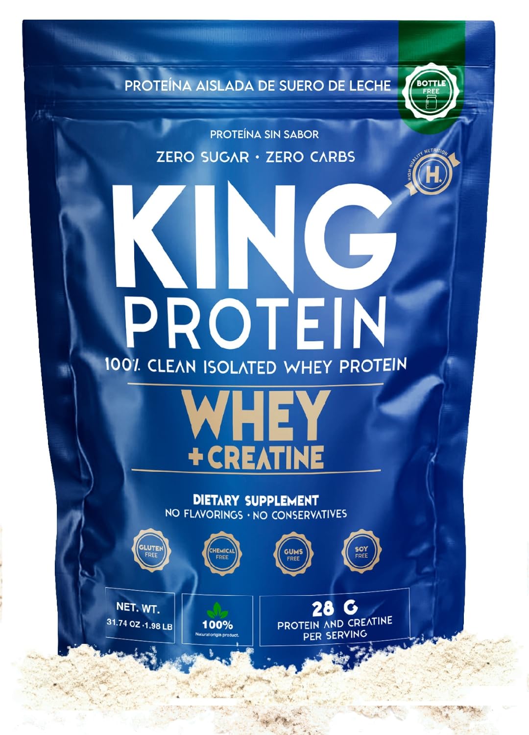 KING Protein frente del paquete mostrando diseño y conveniencia