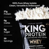 KING Protein polvo textura cercana que destaca pureza y mezcla fácil