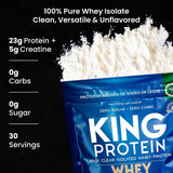 KING Protein textura del polvo en primer plano para mezcla rápida