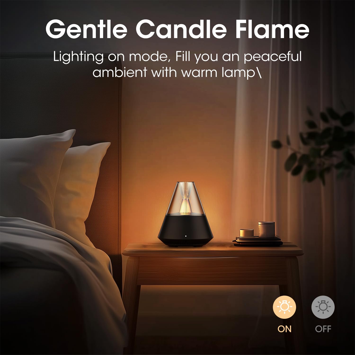 KinYiLO luz tipo vela encendida creando ambiente relajante