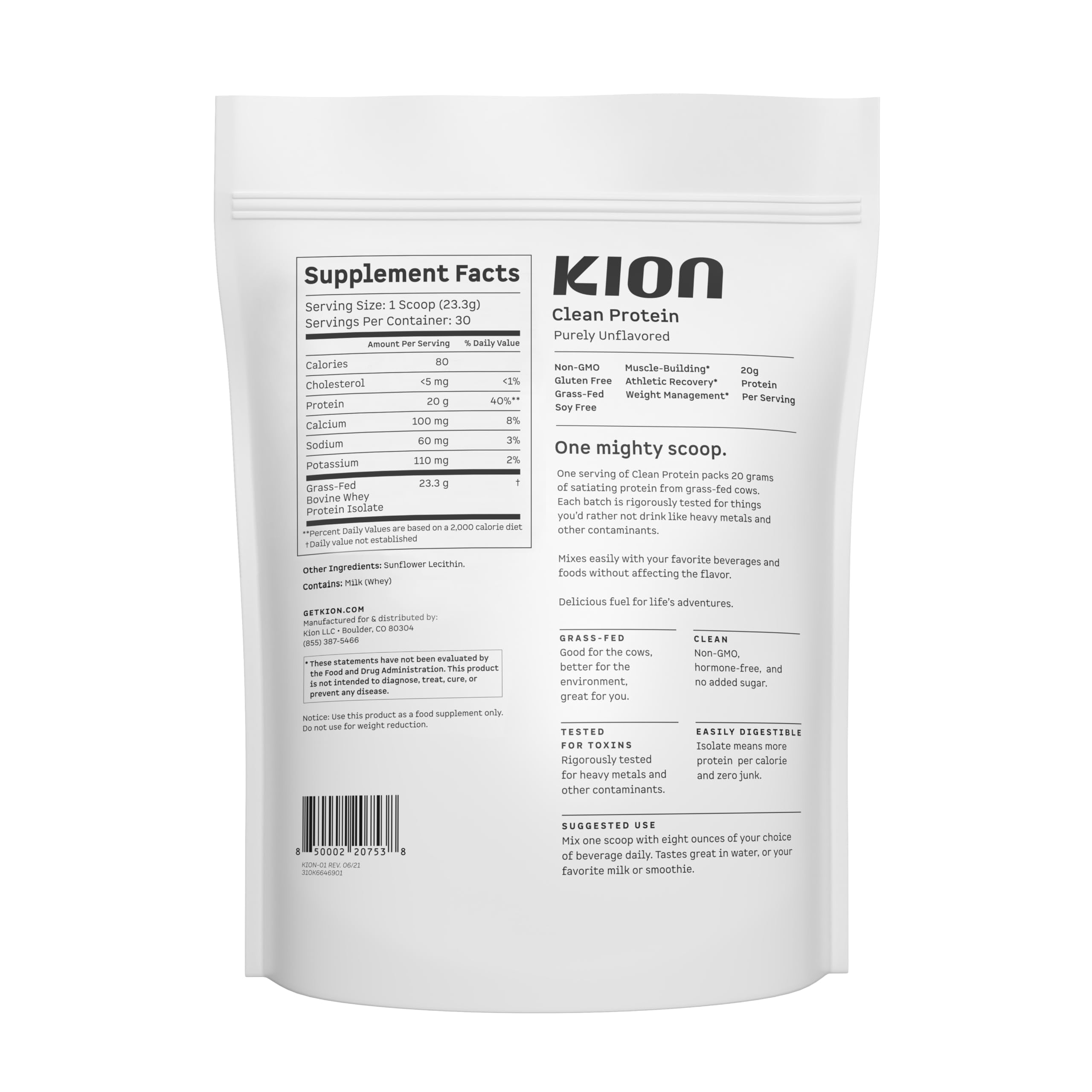Kion envase junto a fruta para comparar tamaño y porción