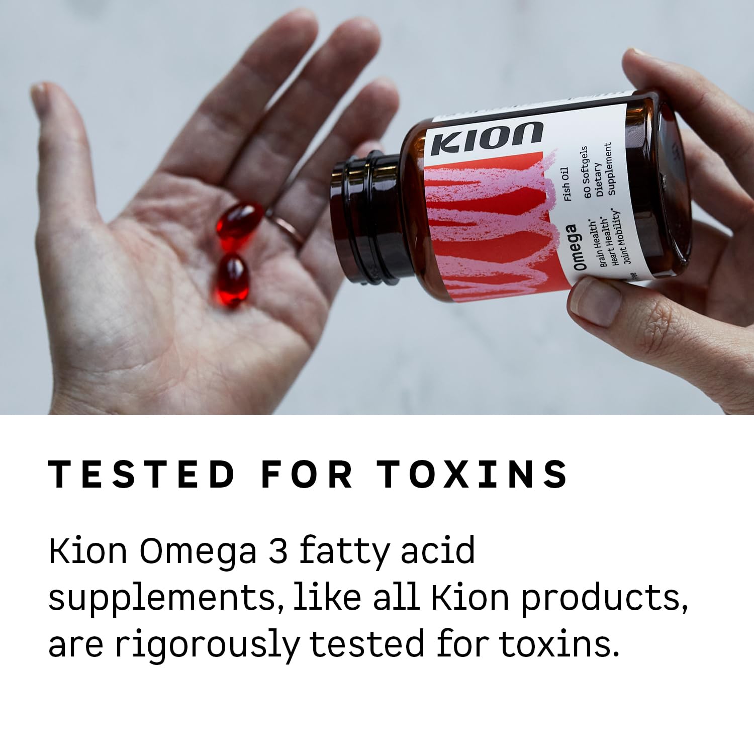 Kion etiqueta con información de EPA y DHA, transparencia y potencia clara