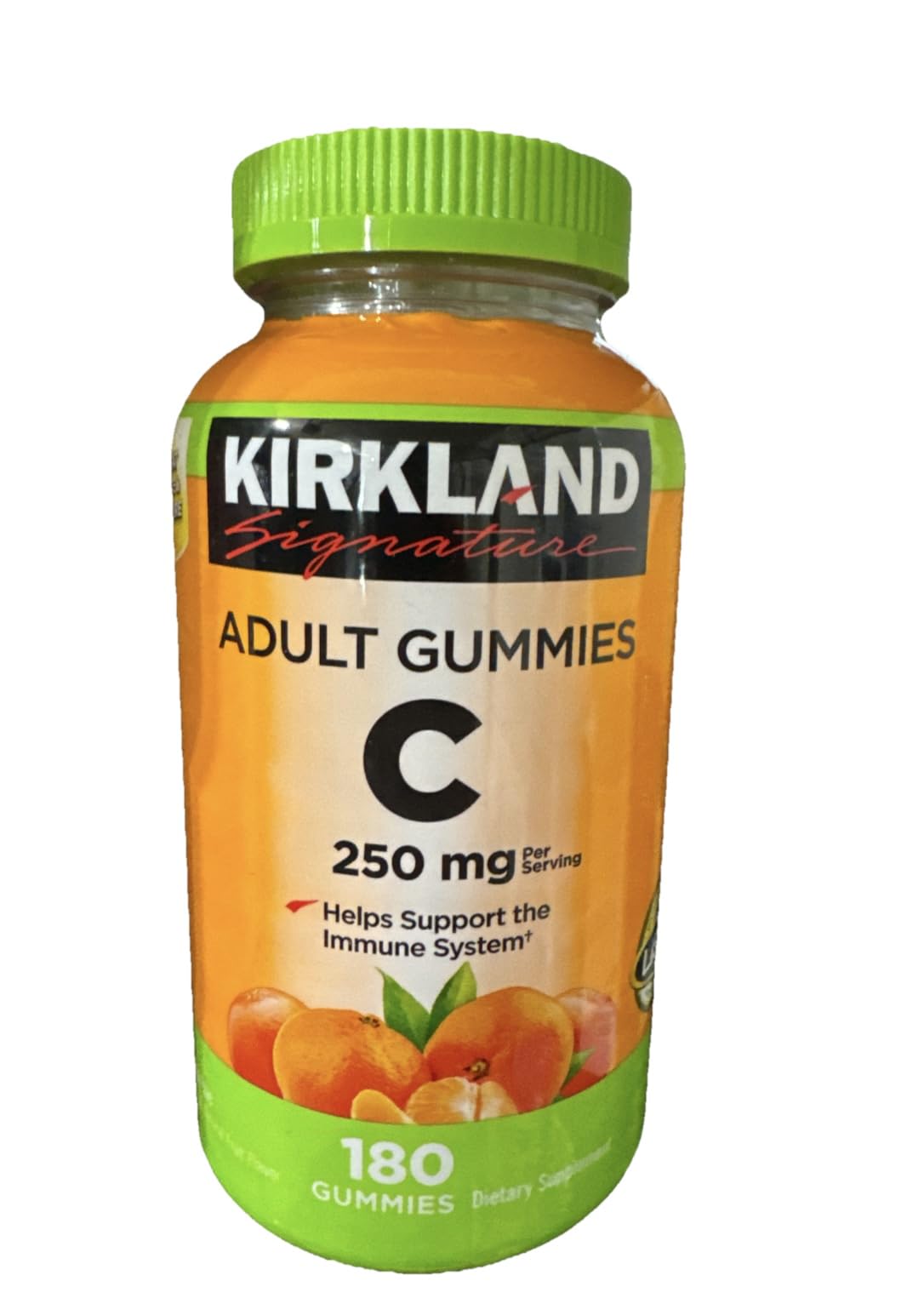 KIRKLAND frasco frontal mostrando 180 gomitas y etiqueta clara