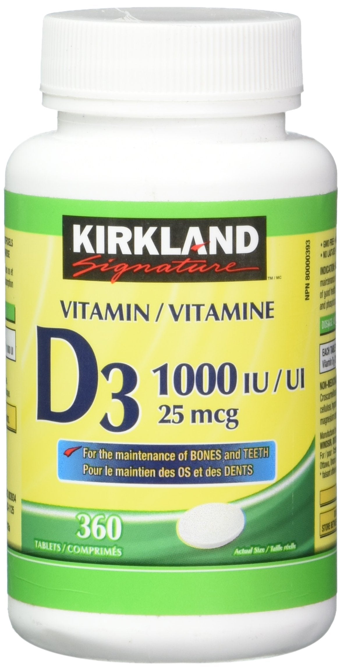 KIRKLAND envase frontal mostrando 360 tabletas y facilidad de compra