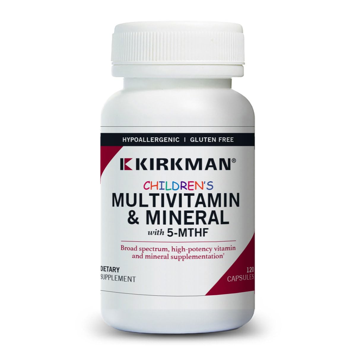 Kirkman frasco frontal mostrando presentación de 120 cápsulas y beneficio de apoyo nutricional