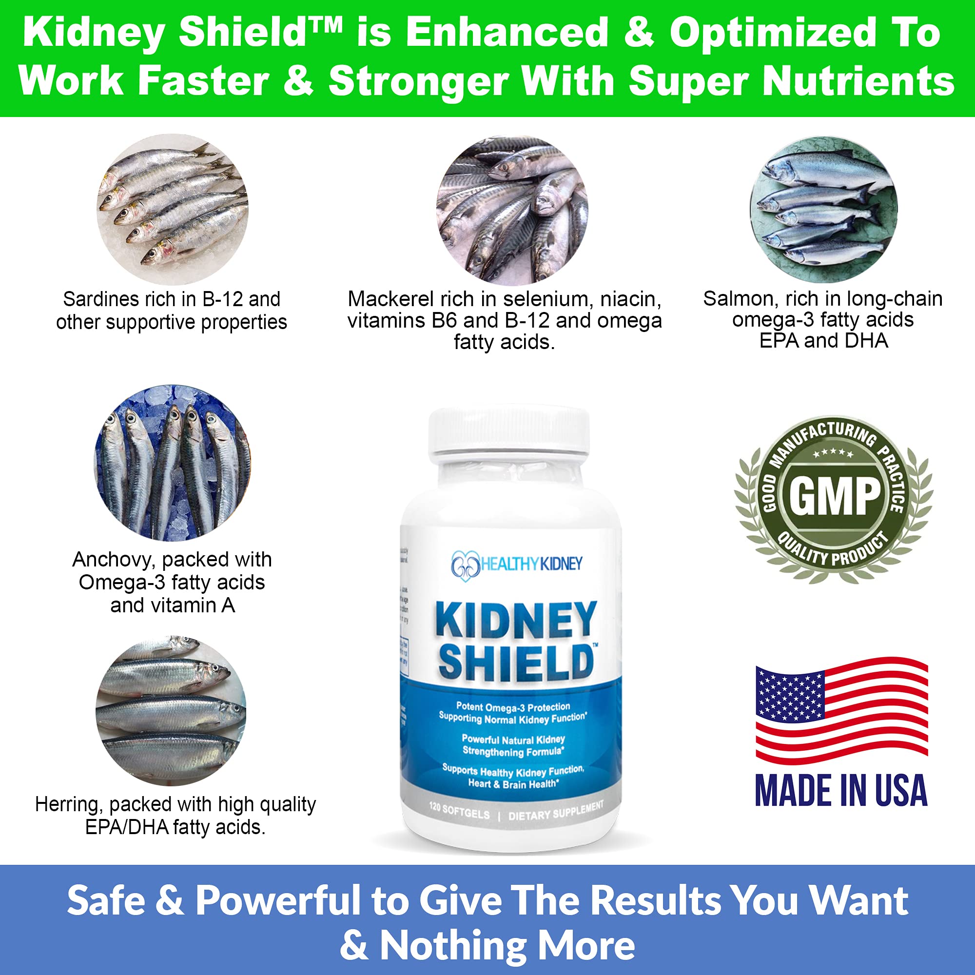 Mano sosteniendo el 2‑pack Kidney Restore y Kidney Shield para escala.