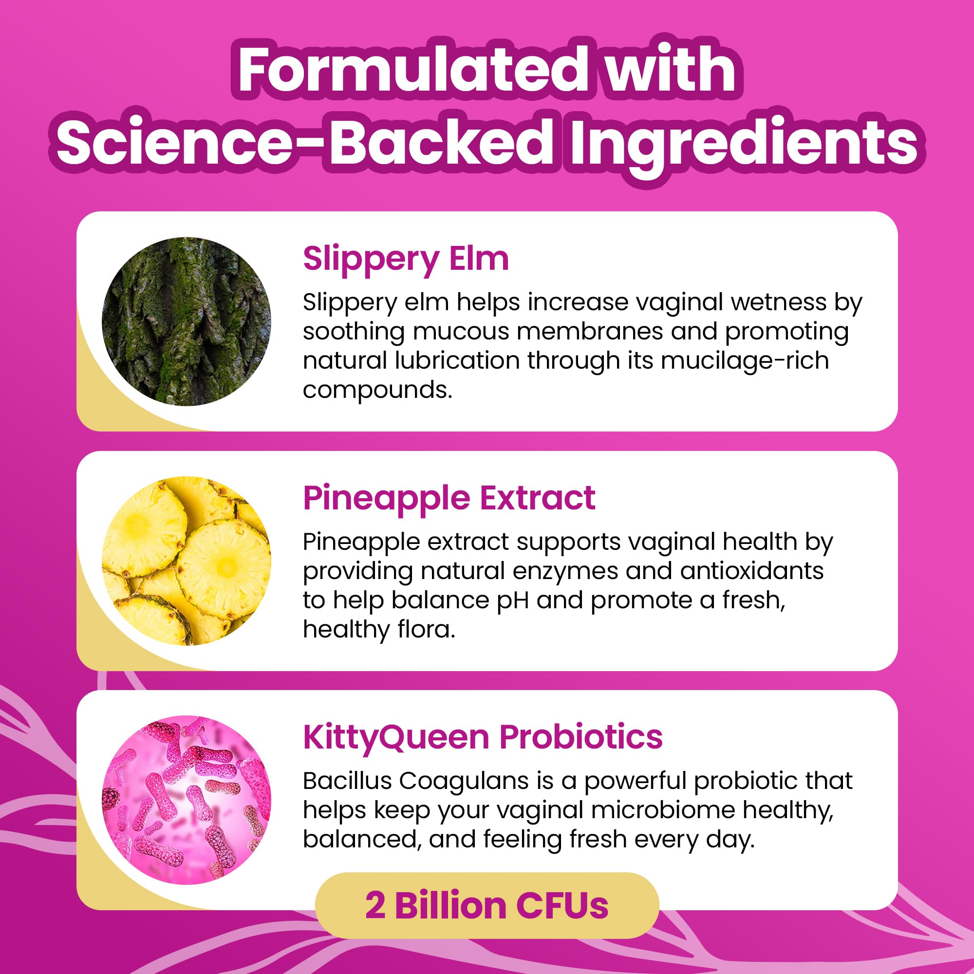KITTYQUEEN etiqueta con información nutricional y beneficios claros para la usuaria
